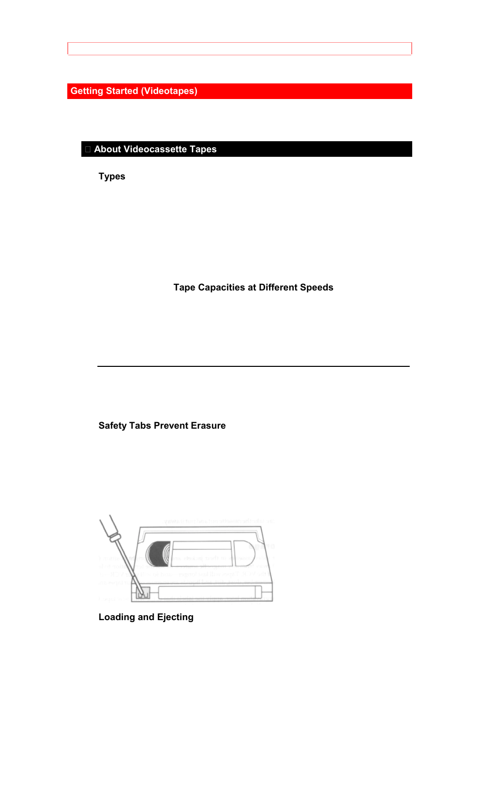 Getting started (videotapes), About videocassette tapes | Hitachi VT-M281A User Manual | Page 21 / 44