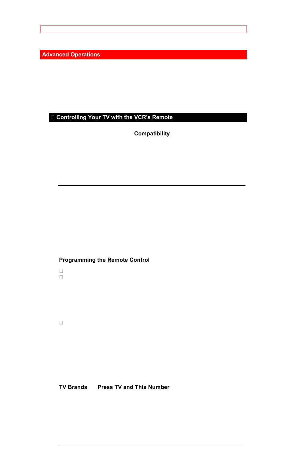 Advanced operations, Controlling your tv with the vcr's remote, Programming the remote control | Hitachi VT-M281A User Manual | Page 32 / 44