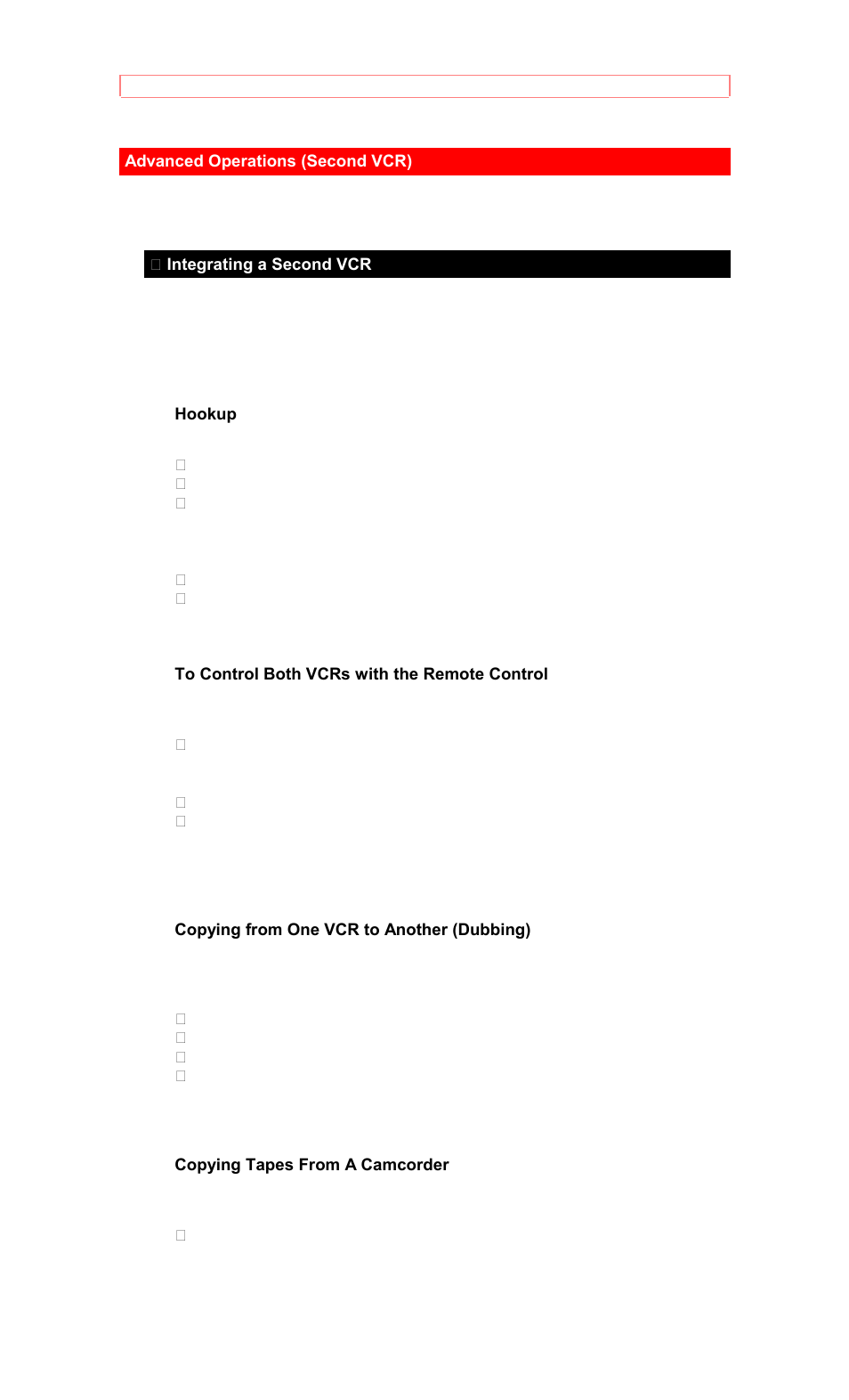 Advanced operations (second vcr), Integrating a second vcr, Hookup | Hitachi VT-M281A User Manual | Page 37 / 44