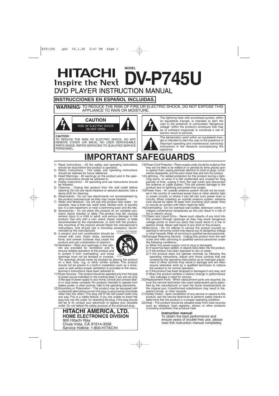 Hitachi DVP745U User Manual | 24 pages