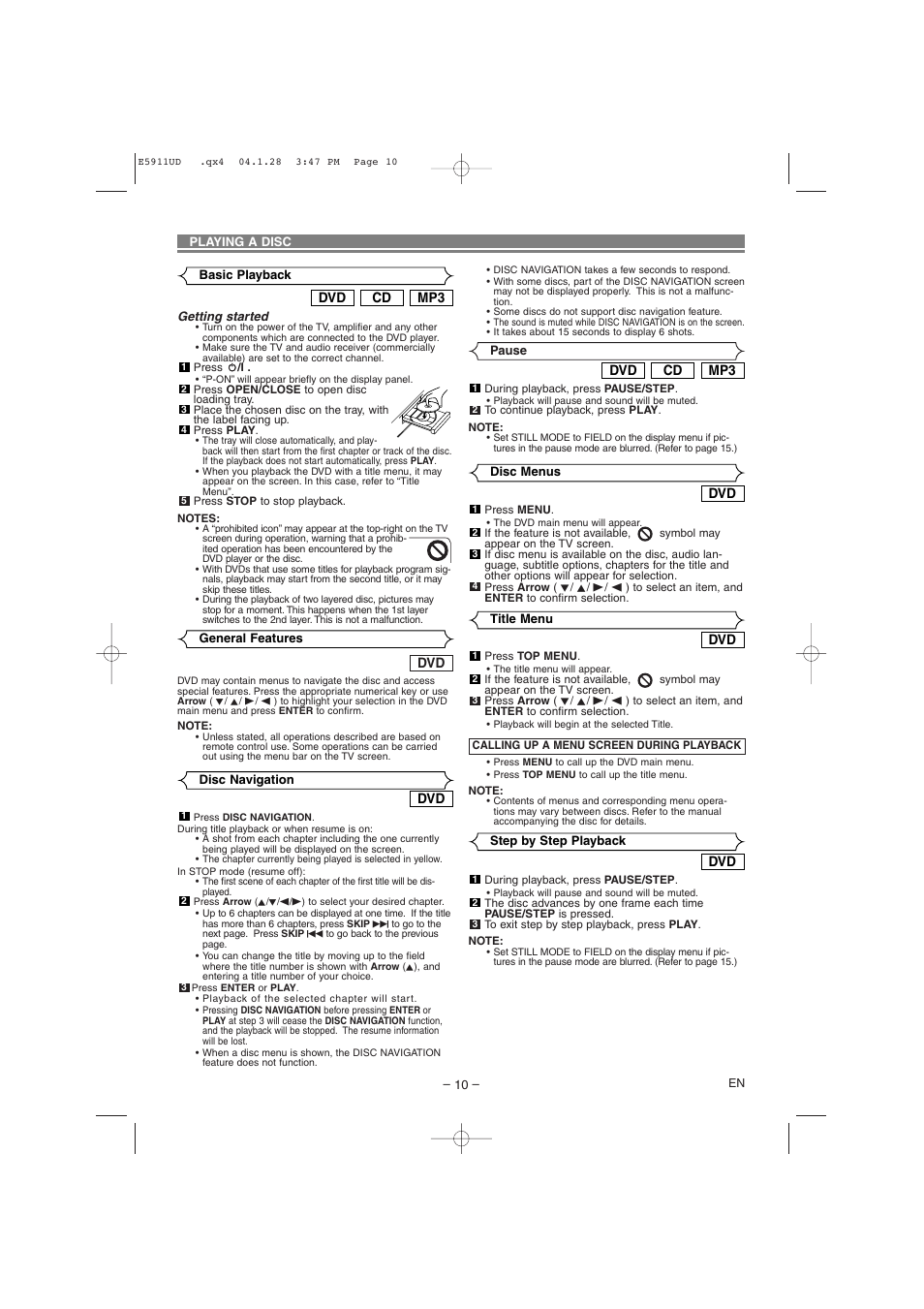 Hitachi DVP745U User Manual | Page 10 / 24