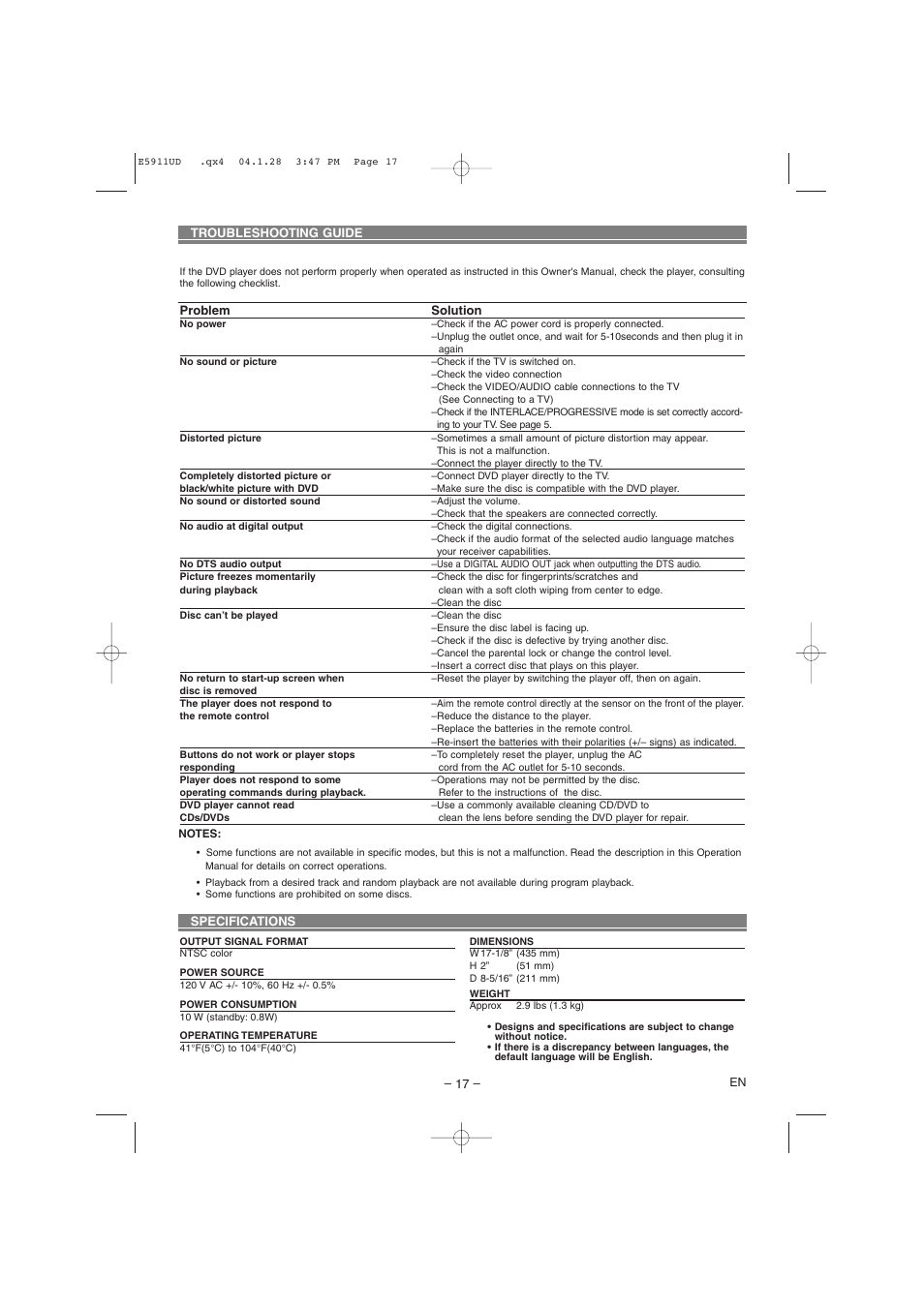 Hitachi DVP745U User Manual | Page 17 / 24