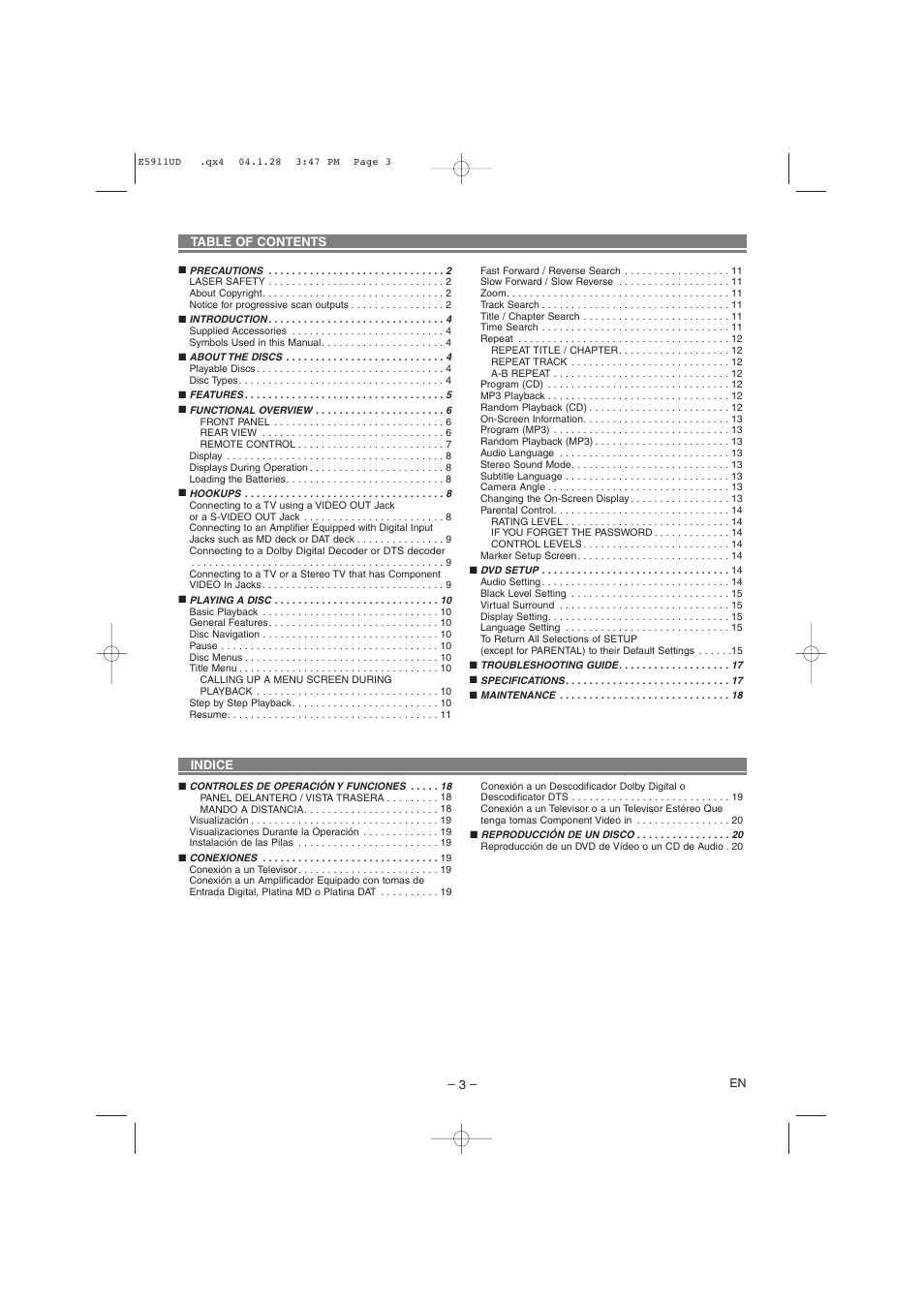 Hitachi DVP745U User Manual | Page 3 / 24