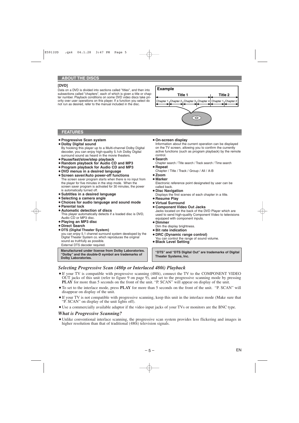 What is progressive scanning | Hitachi DVP745U User Manual | Page 5 / 24