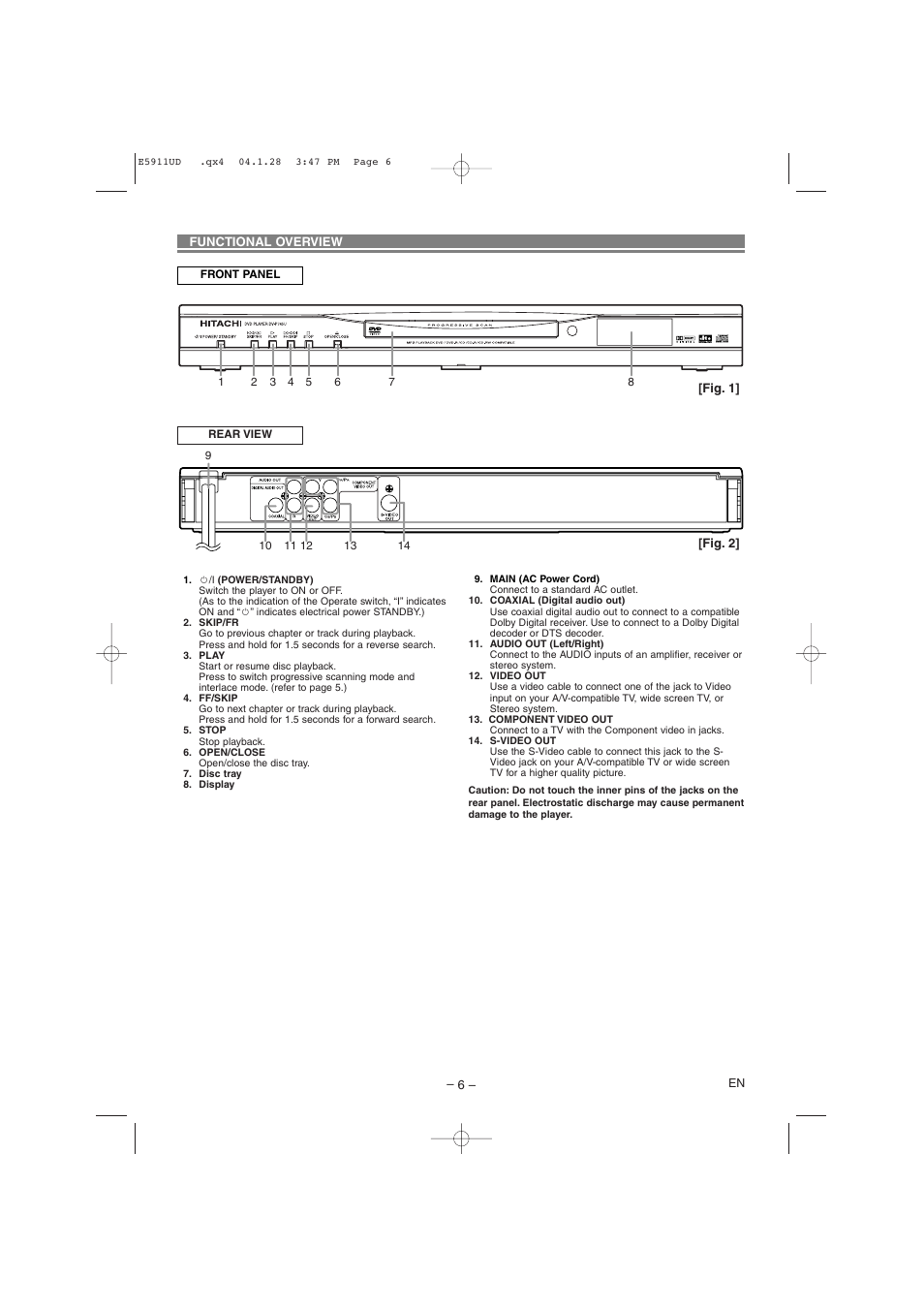 Hitachi DVP745U User Manual | Page 6 / 24