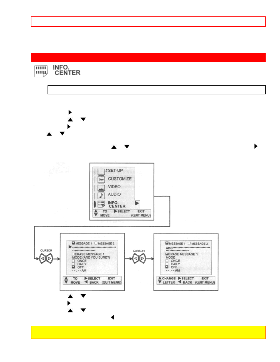 Info center, Info center 33 | Hitachi 27CX21B User Manual | Page 33 / 36