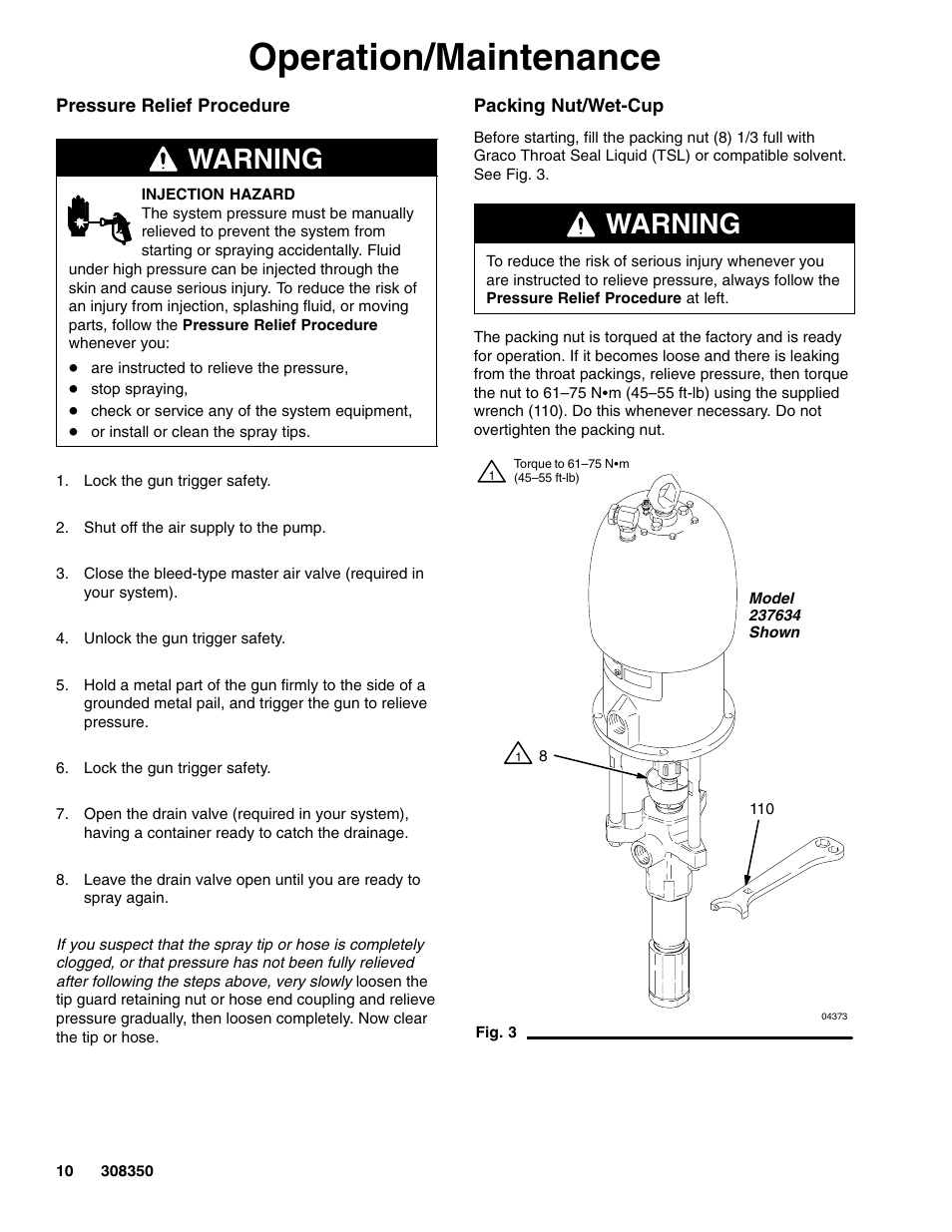 Operation/maintenance, Warning | Hitachi 236464 User Manual | Page 10 / 28