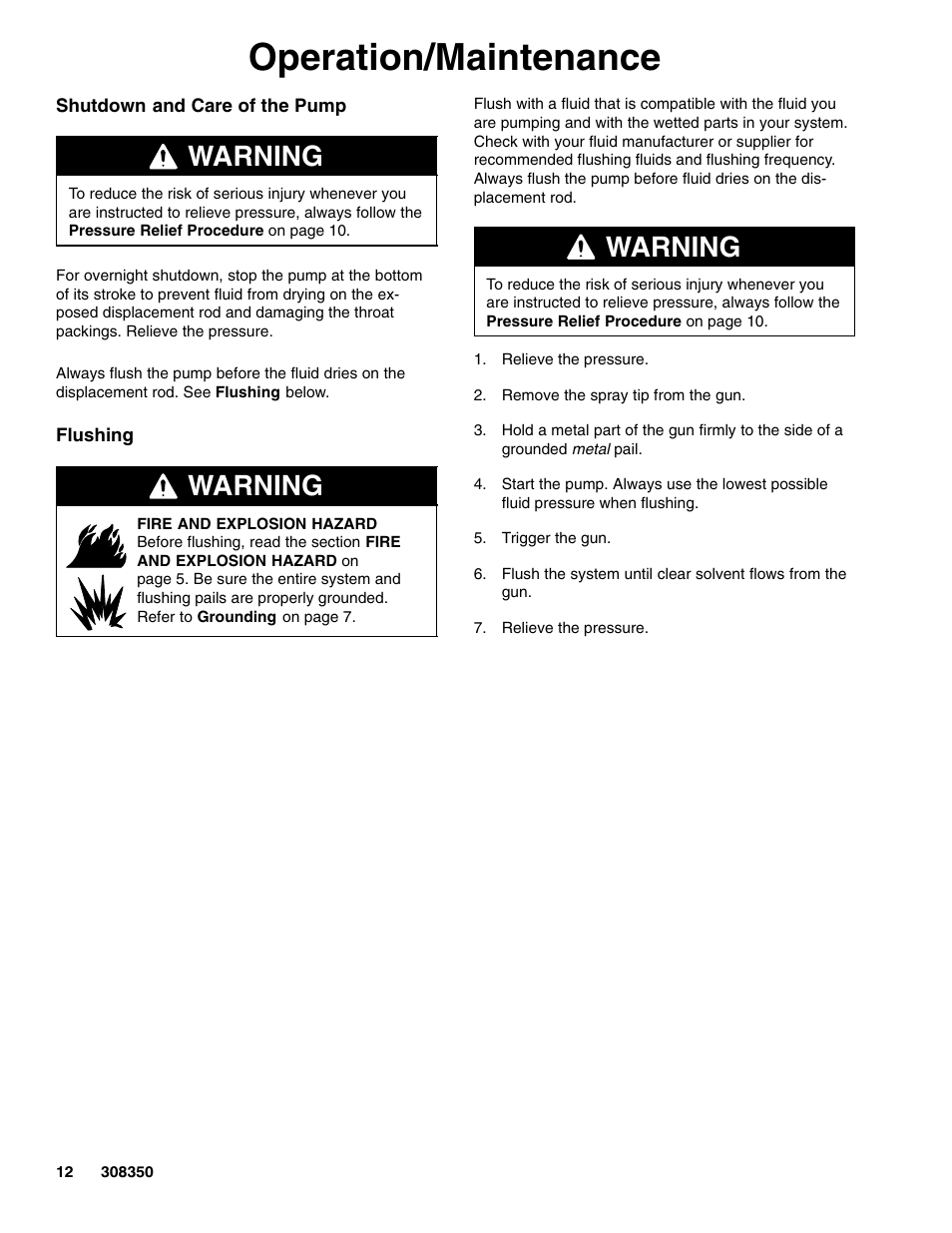 Operation/maintenance, Warning | Hitachi 236464 User Manual | Page 12 / 28