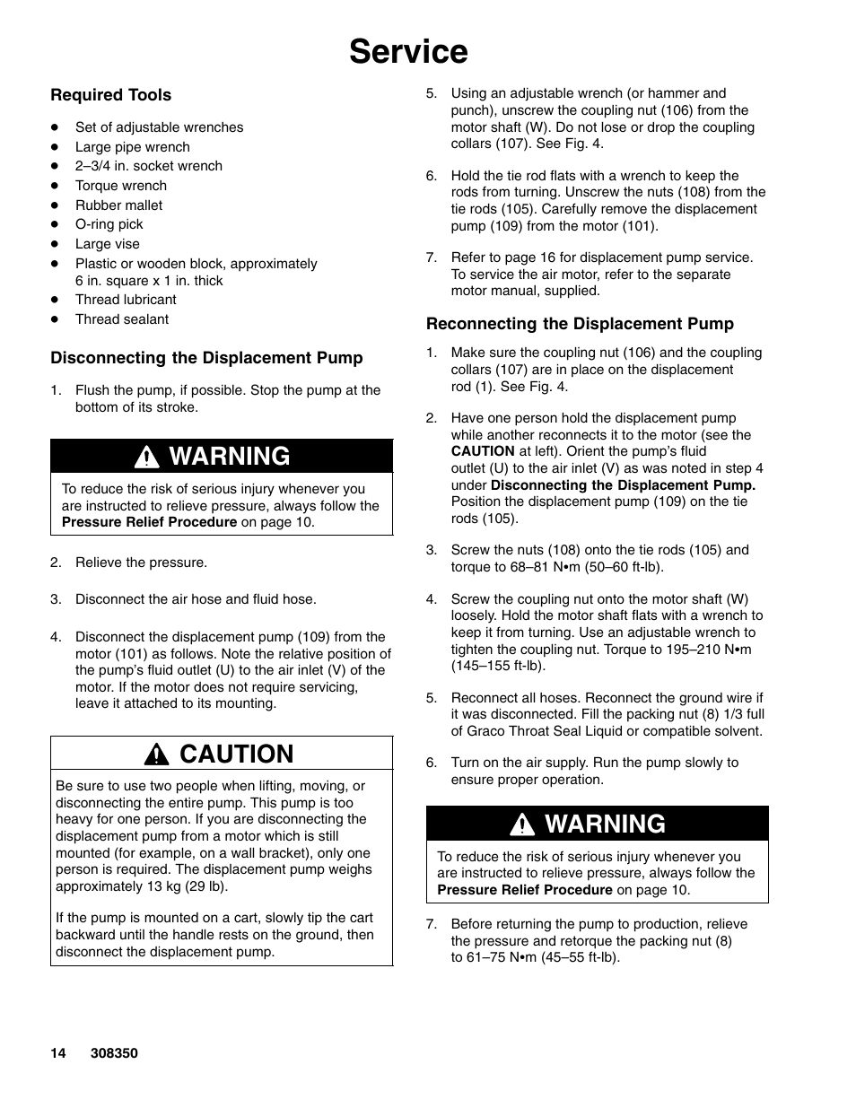 Service, Warning, Caution | Hitachi 236464 User Manual | Page 14 / 28