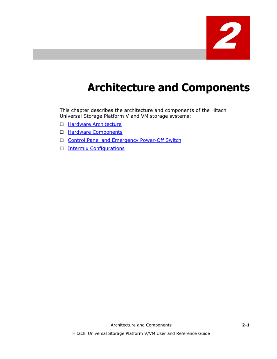Architecture and components, Architecture and components -1 | Hitachi Universal Storage Platform VM User Manual | Page 27 / 102