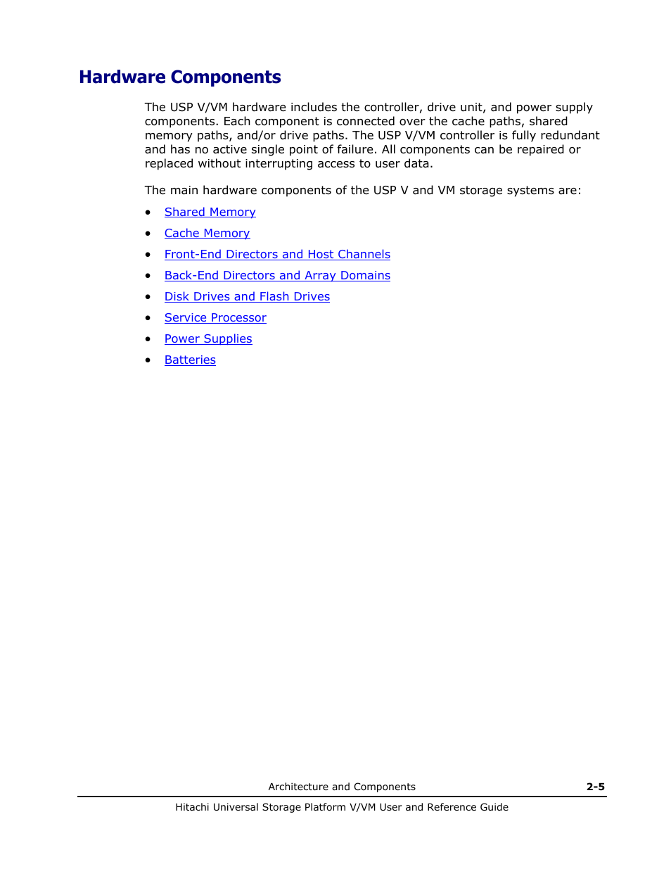 Hardware components, Hardware components -5 | Hitachi Universal Storage Platform VM User Manual | Page 31 / 102