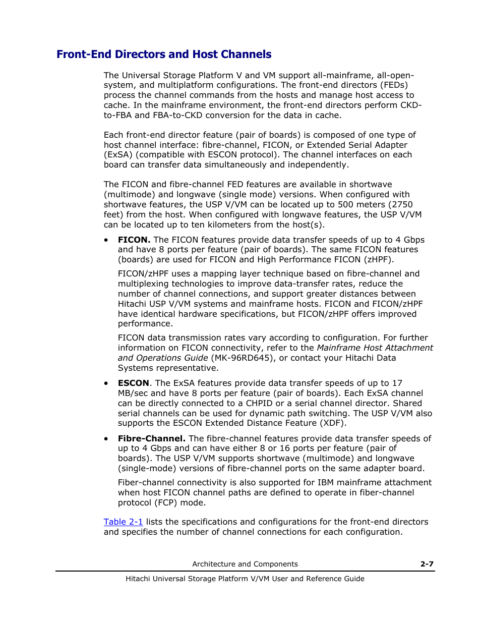 Front-end directors and host channels, Front-end directors and host channels -7 | Hitachi Universal Storage Platform VM User Manual | Page 33 / 102