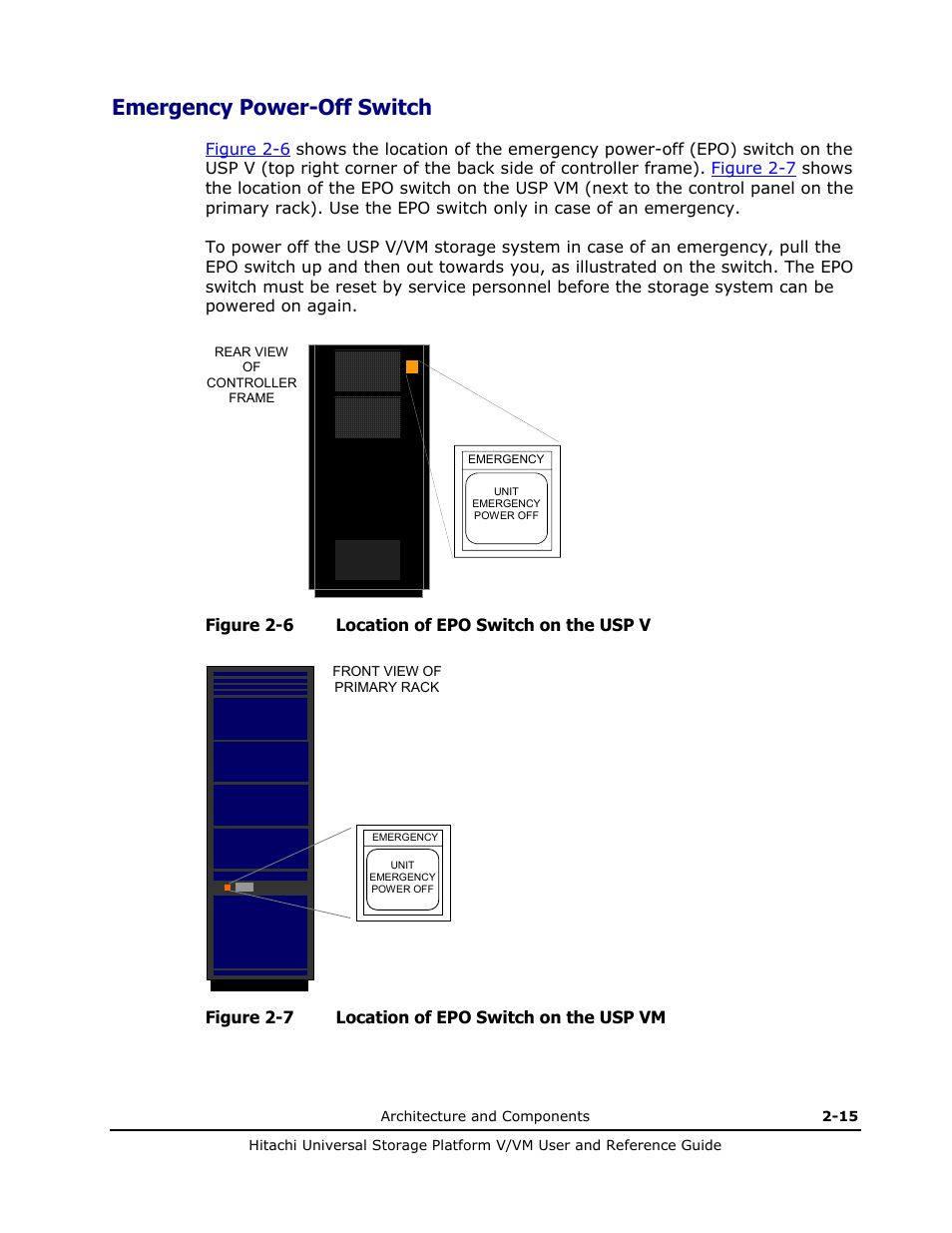 Emergency power-off switch, Emergency power-off switch -15 | Hitachi Universal Storage Platform VM User Manual | Page 41 / 102