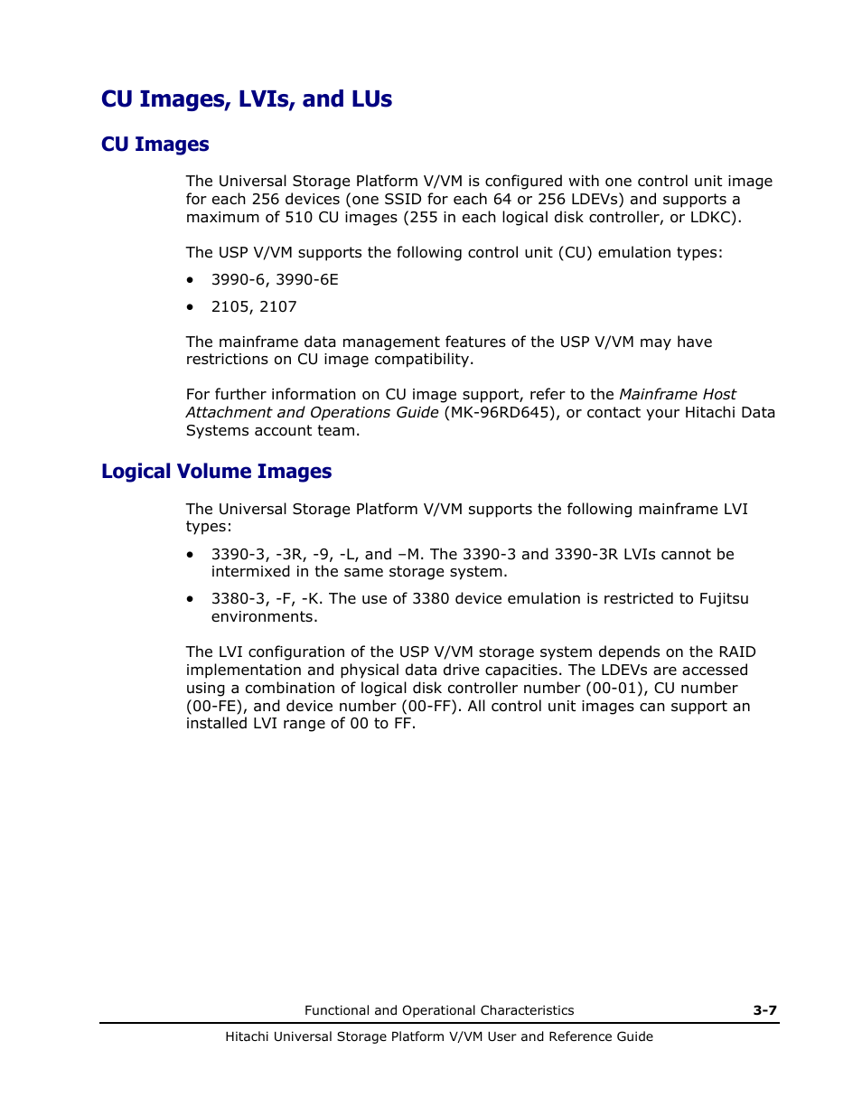 Cu images, lvis, and lus, Cu images, Logical volume images | Cu images, lvis, and lus -7, Cu images -7, Logical volume images -7 | Hitachi Universal Storage Platform VM User Manual | Page 51 / 102