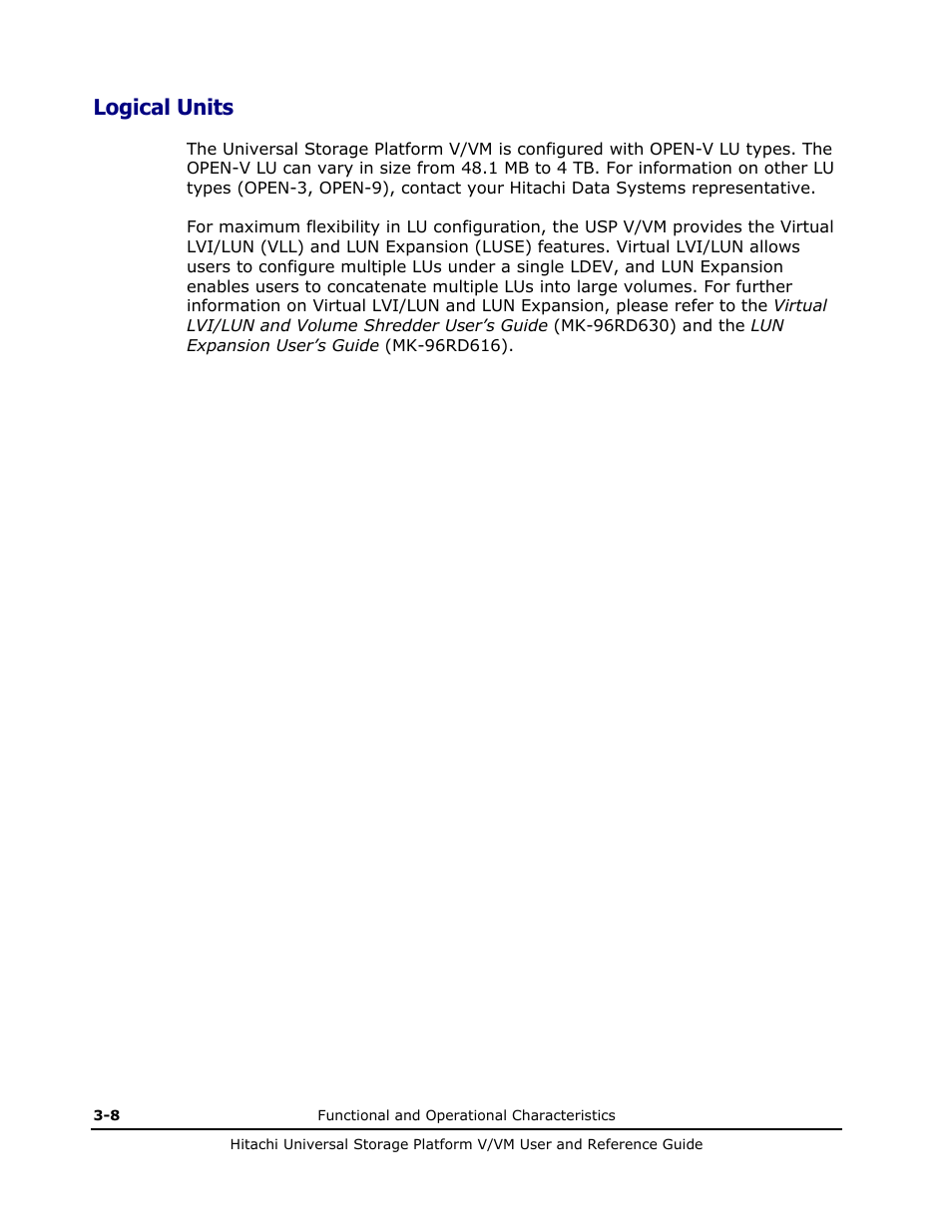 Logical units, Logical units -8 | Hitachi Universal Storage Platform VM User Manual | Page 52 / 102
