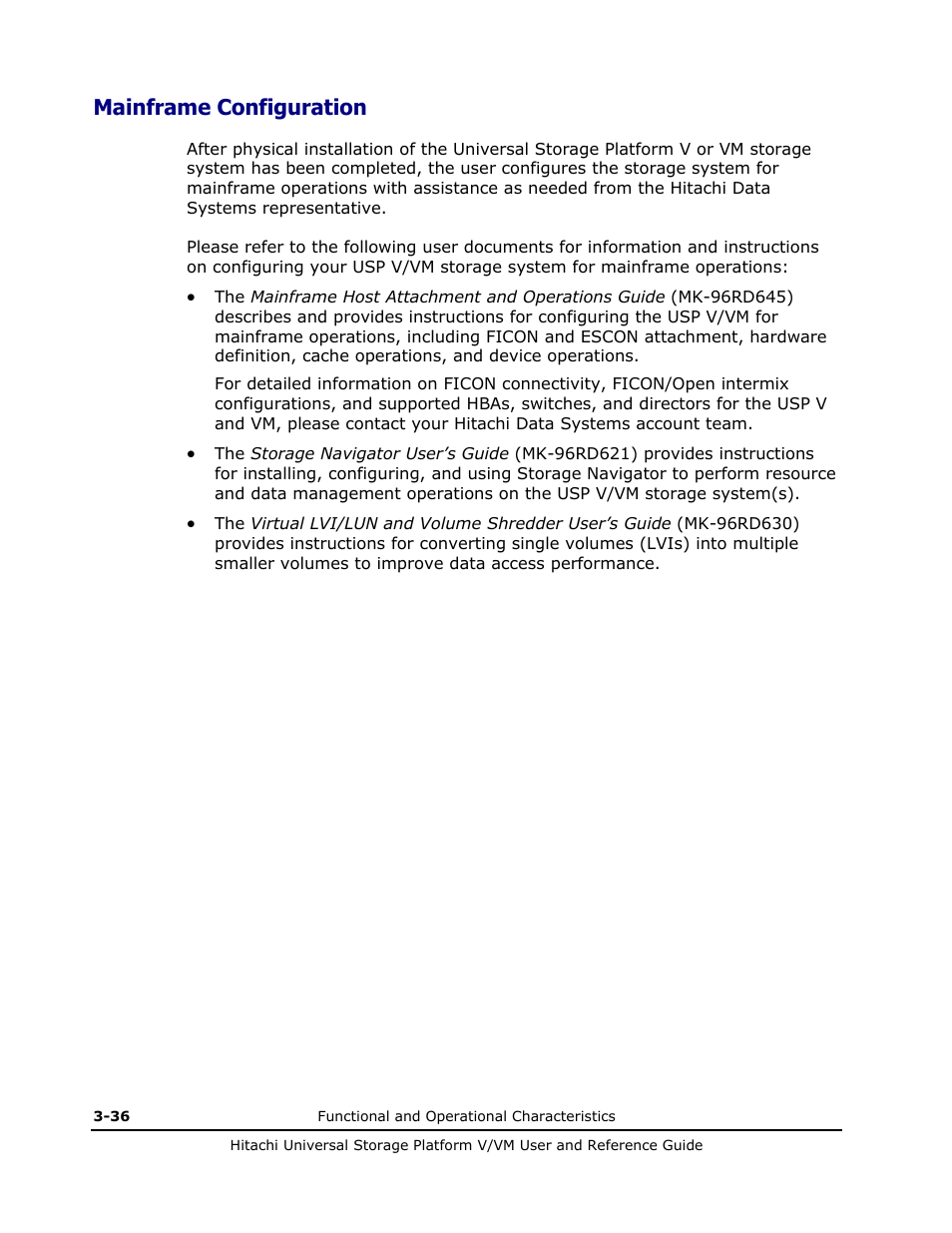Mainframe configuration, Mainframe configuration -36 | Hitachi Universal Storage Platform VM User Manual | Page 80 / 102