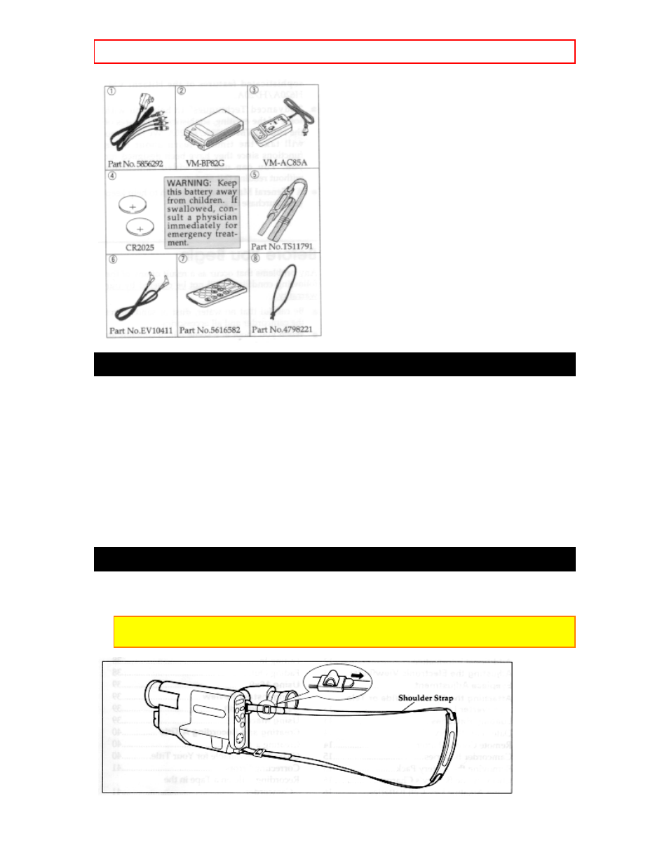 Optional rf adapter attaching the shoulder strap, Before you begin - 12, Optional rf adapter | Attaching the shoulder strap | Hitachi VM-H620A User Manual | Page 12 / 61