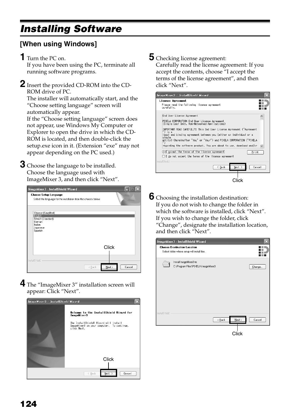 Installing software | Hitachi DZ-HS503 User Manual | Page 124 / 163