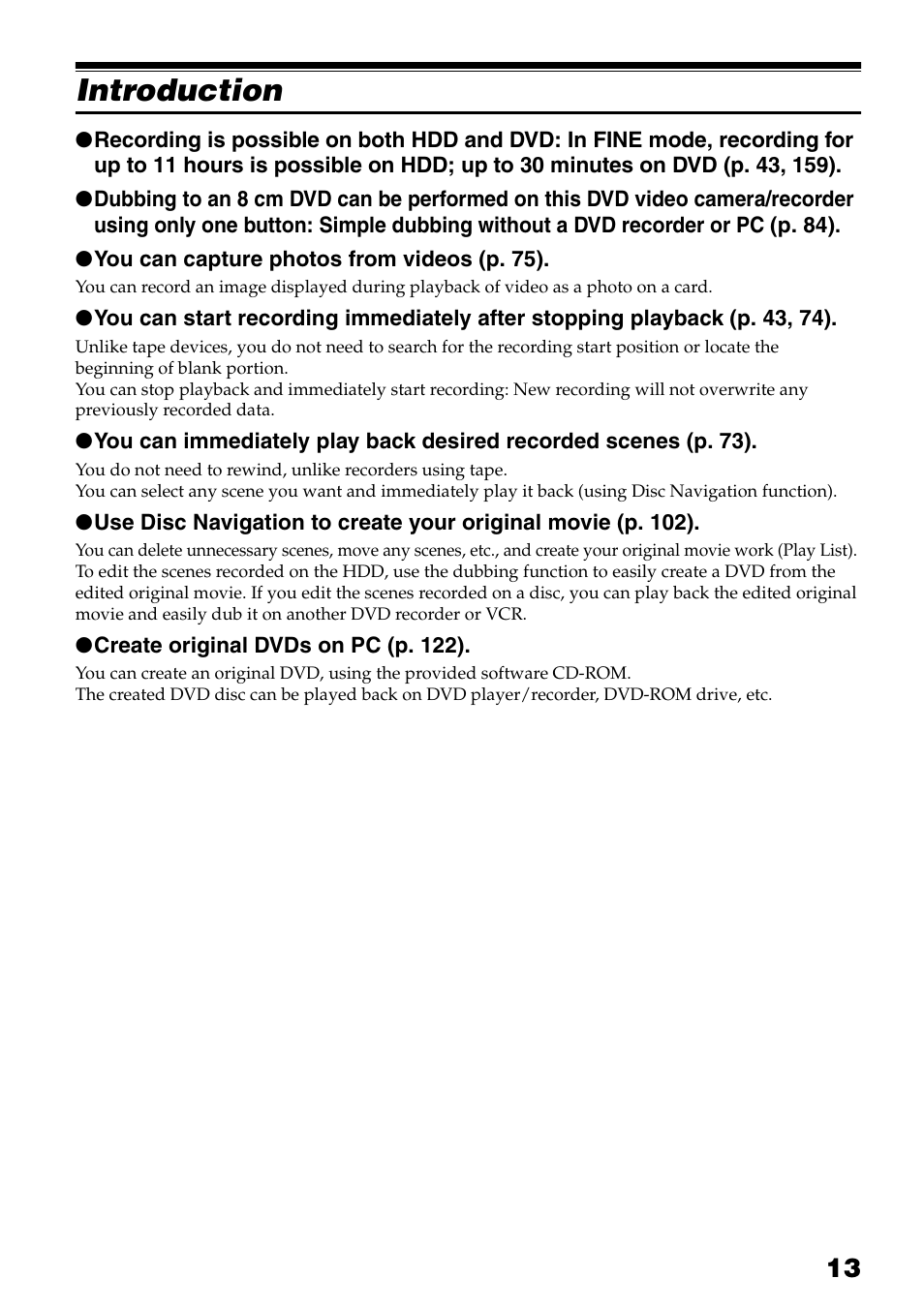 Introduction | Hitachi DZ-HS503 User Manual | Page 13 / 163