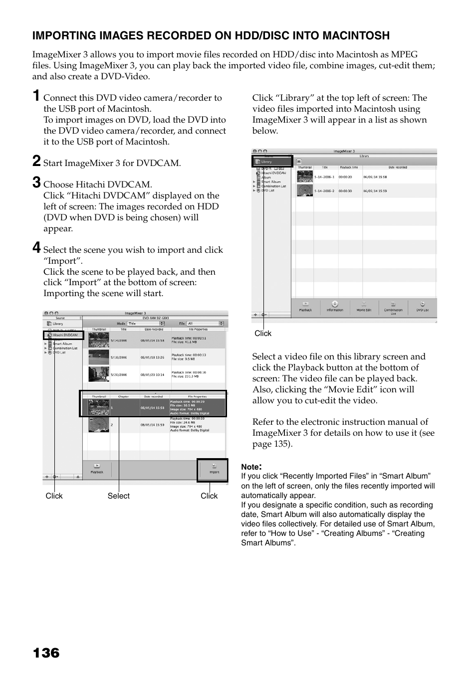 Importing images recorded on hdd, Disc into macintosh | Hitachi DZ-HS503 User Manual | Page 136 / 163