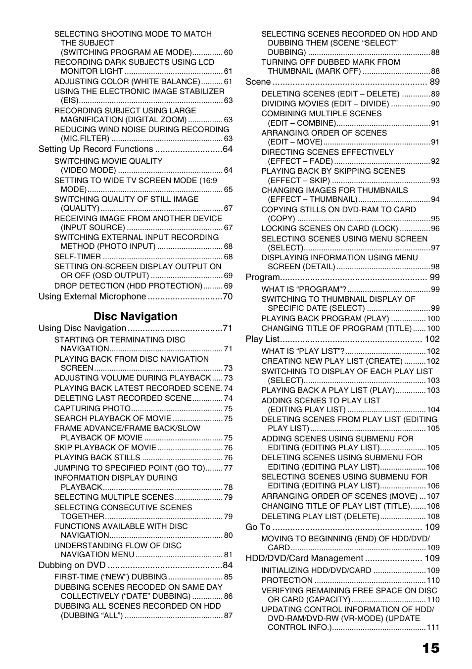 Disc navigation | Hitachi DZ-HS503 User Manual | Page 15 / 163