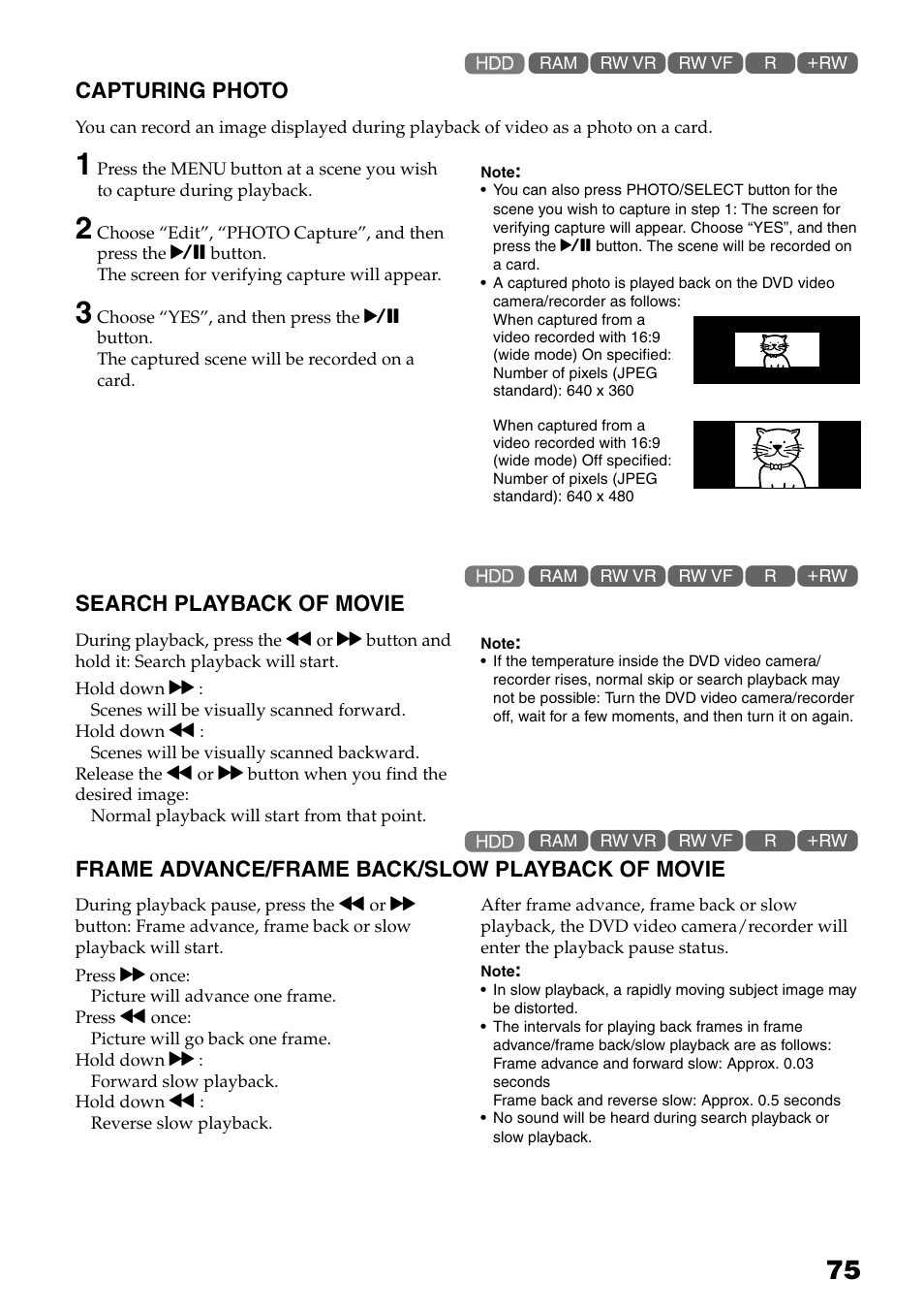 P. 75), Playback of movie | Hitachi DZ-HS503 User Manual | Page 75 / 163