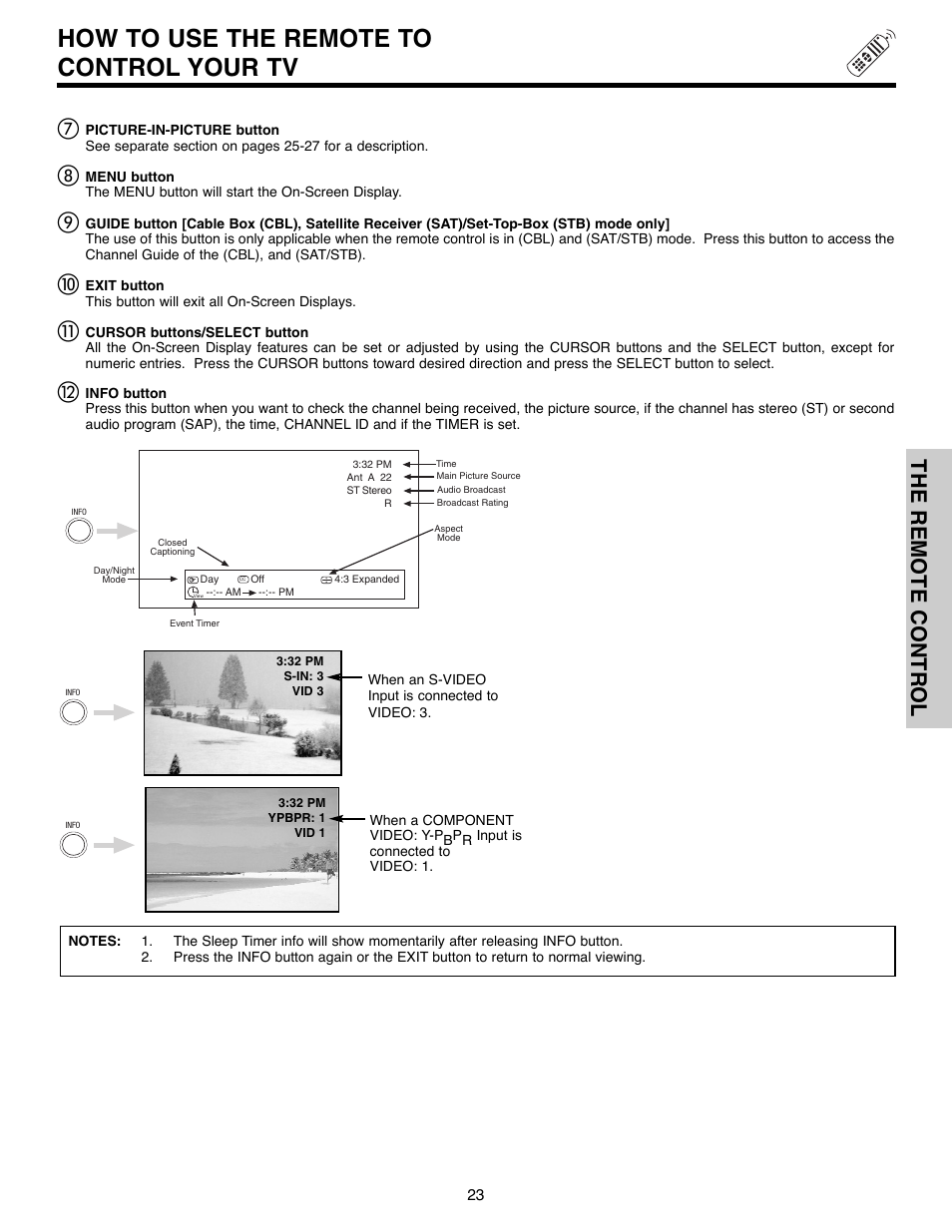 How to use the remote to control your tv, The remote control | Hitachi 51F520 User Manual | Page 23 / 80