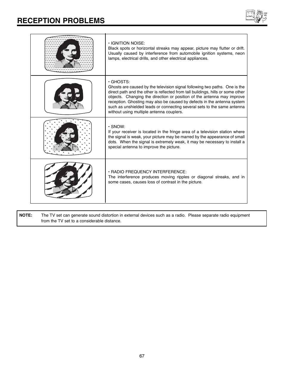 Reception problems | Hitachi 51F520 User Manual | Page 67 / 80