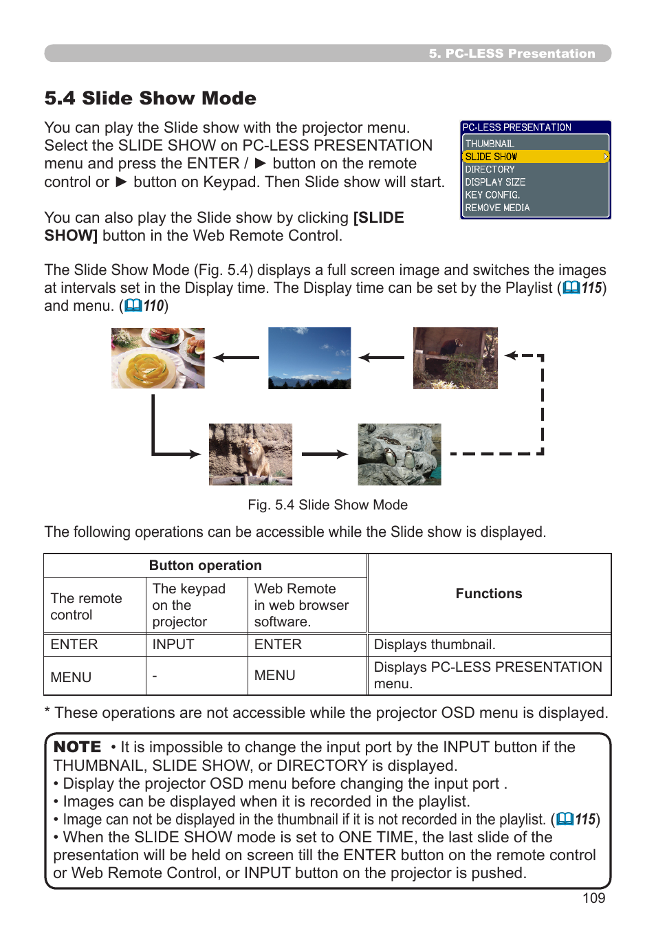 5 .4 slide show mode | Hitachi CP-X268A User Manual | Page 109 / 119