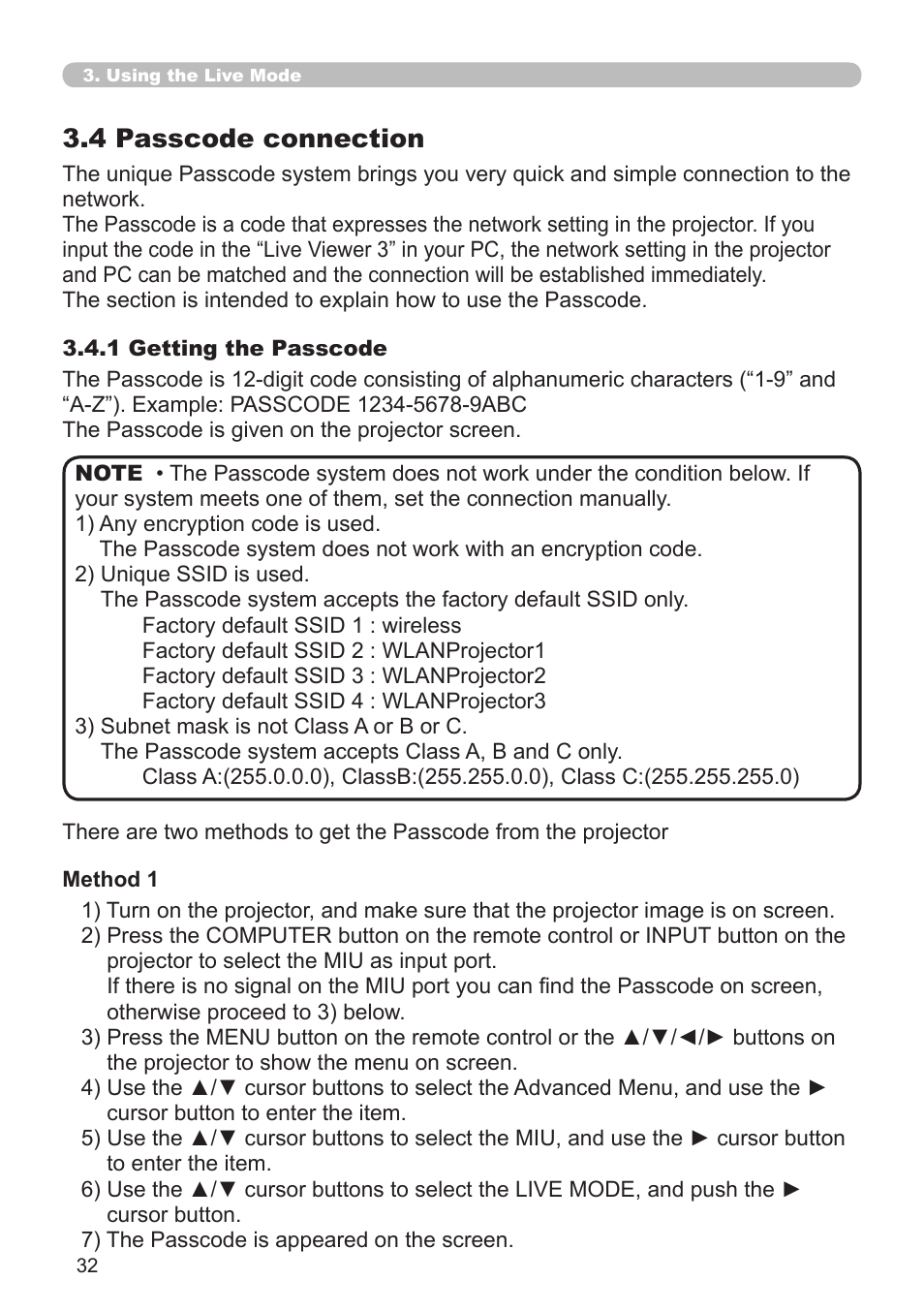 3 .4 passcode connection | Hitachi CP-X268A User Manual | Page 32 / 119