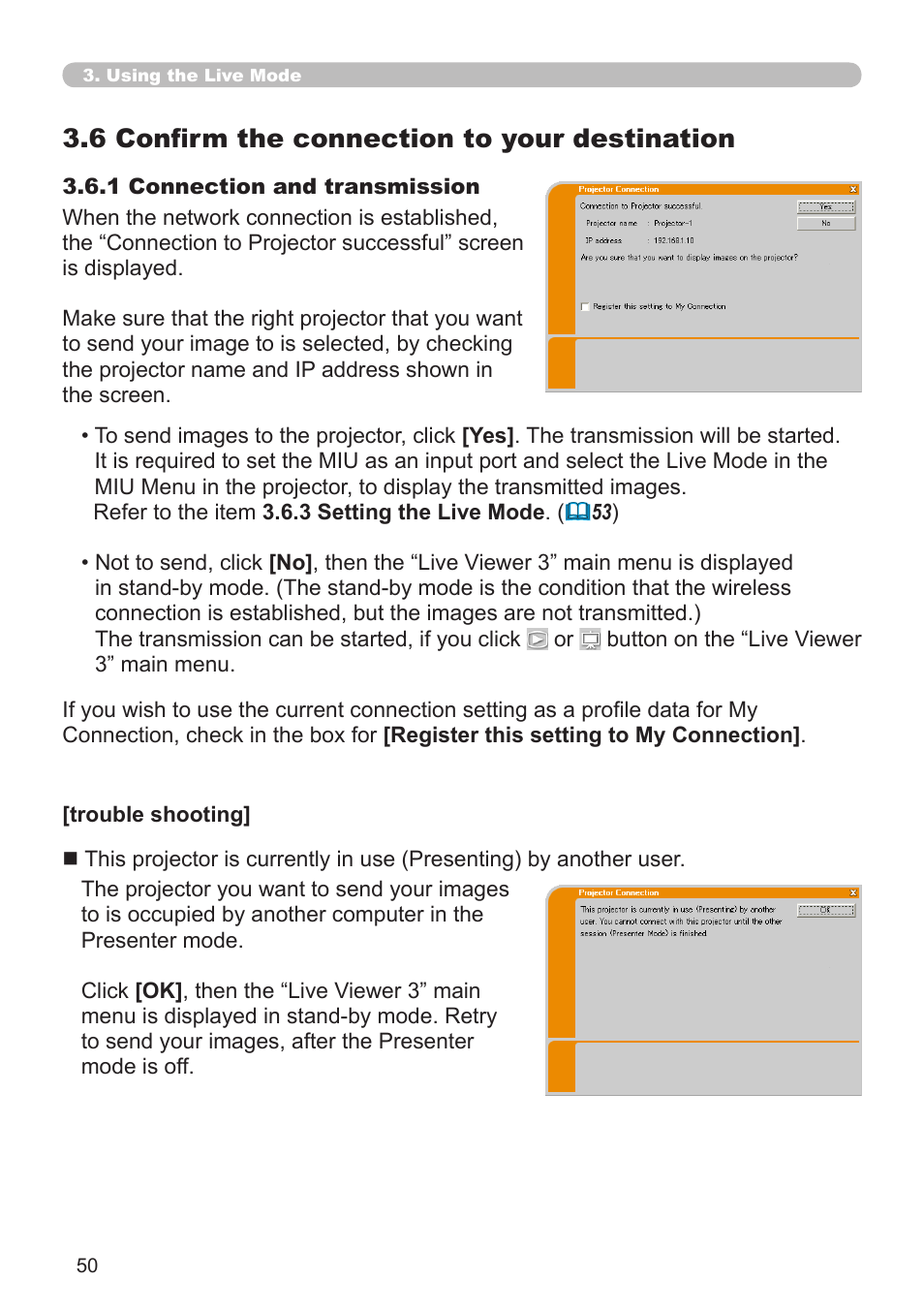 6 confirm the connection to your destination | Hitachi CP-X268A User Manual | Page 50 / 119