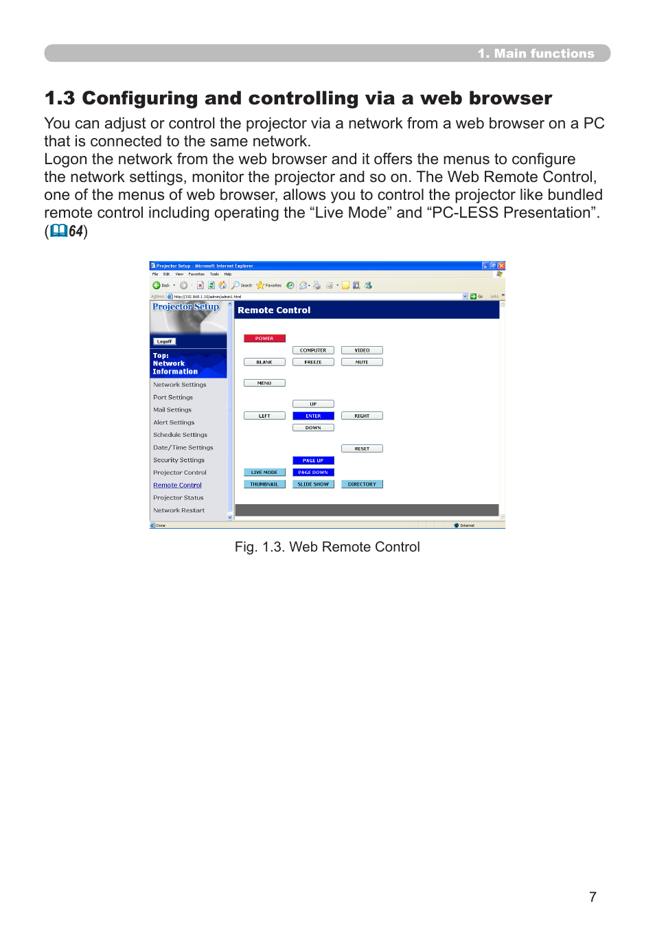 3 configuring and controlling via a web browser | Hitachi CP-X268A User Manual | Page 7 / 119