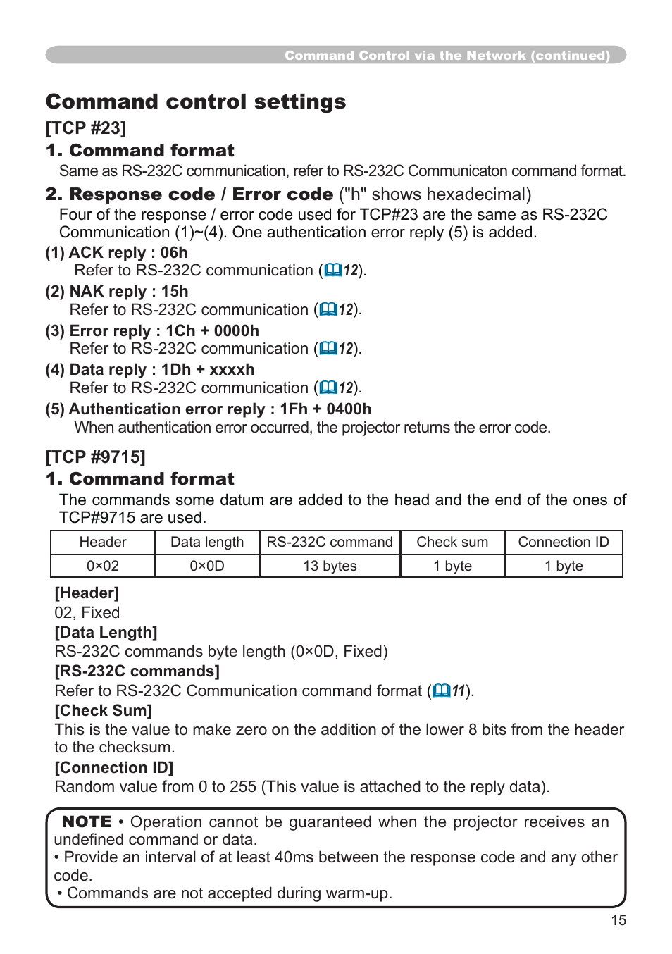 Command control settings | Hitachi CP-SX8350 User Manual | Page 15 / 38