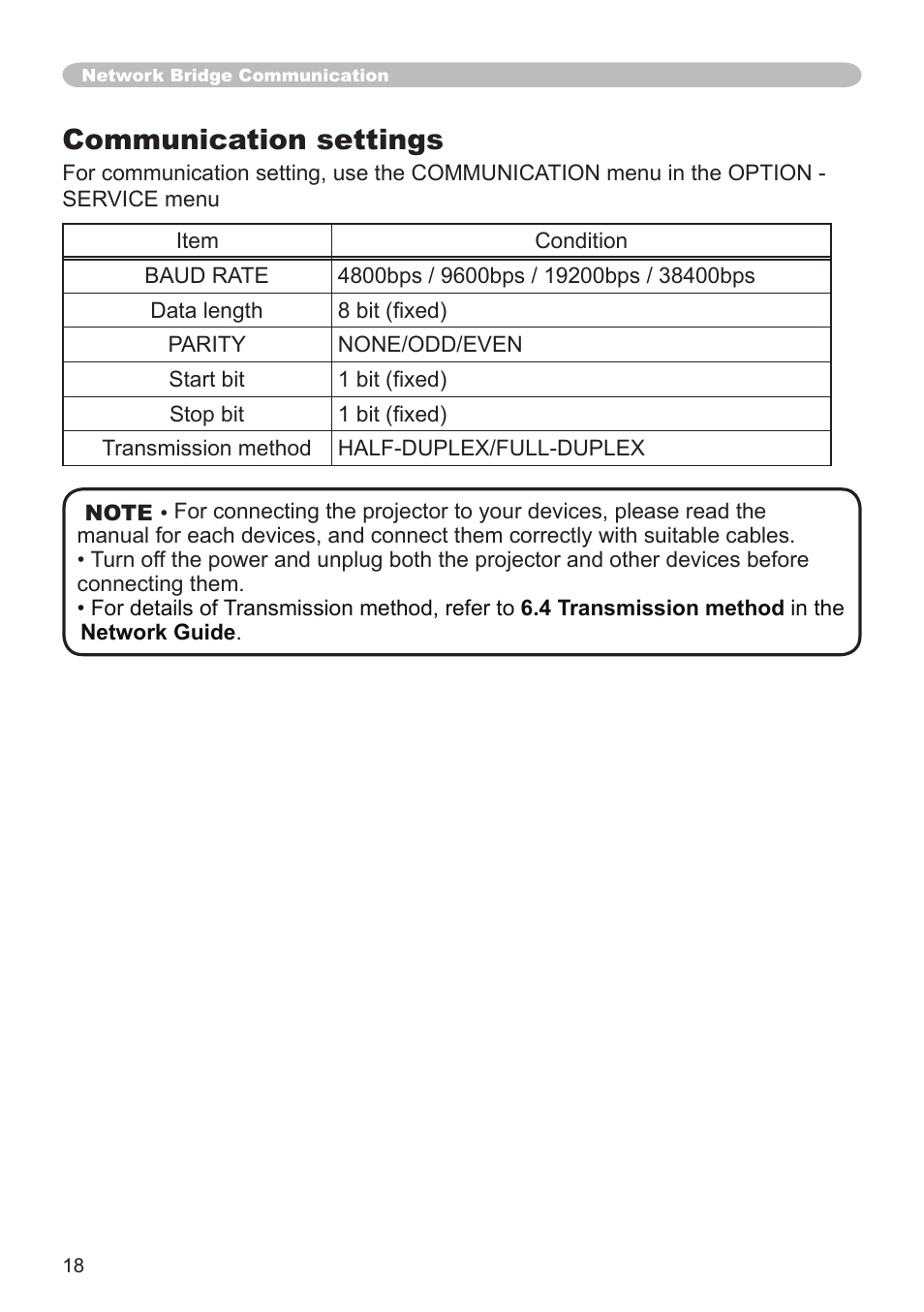 Communication settings | Hitachi CP-SX8350 User Manual | Page 18 / 38