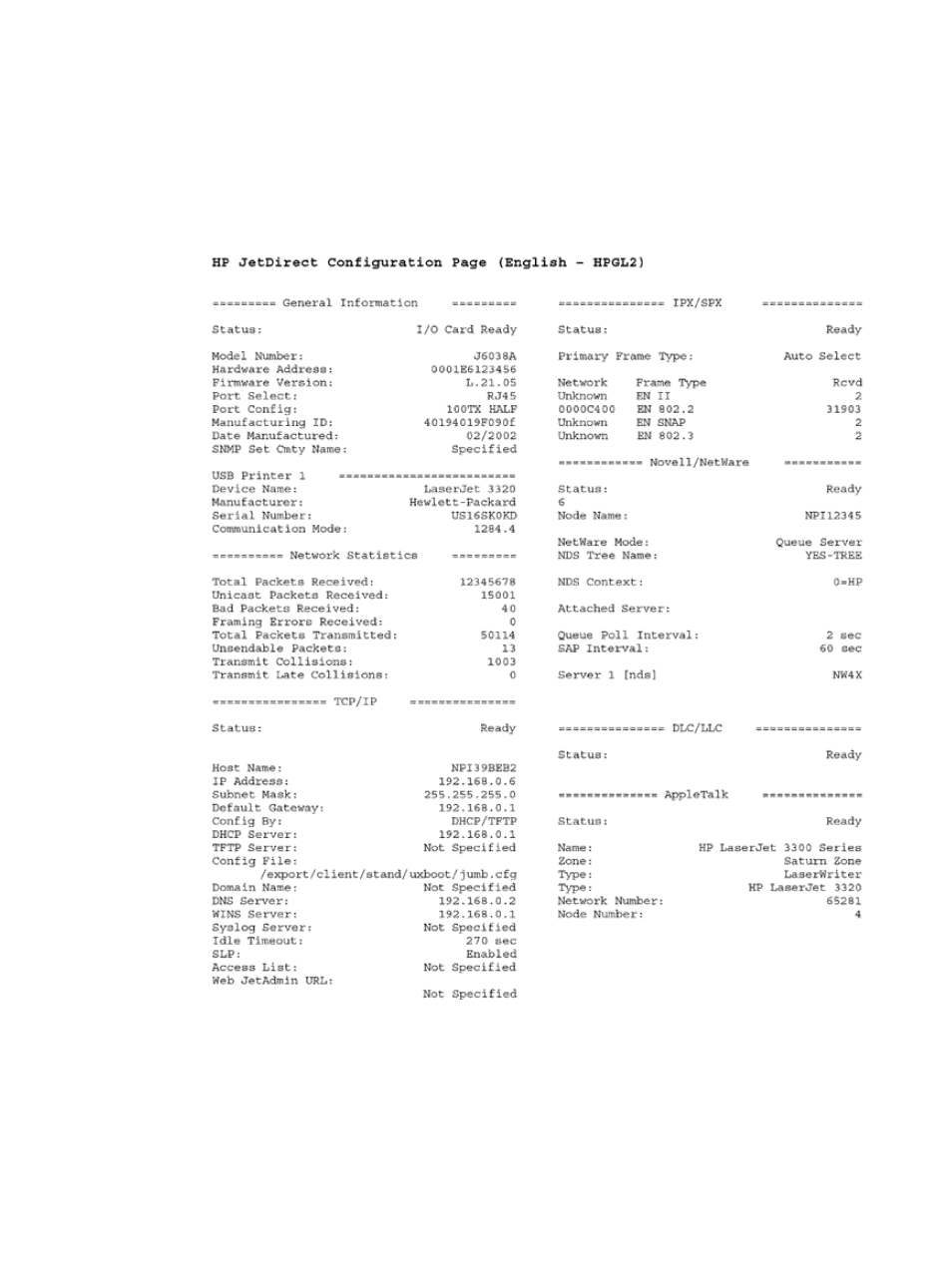 Interpreting the, Interpreting the configuration page | Hitachi 3300MFP User Manual | Page 199 / 259