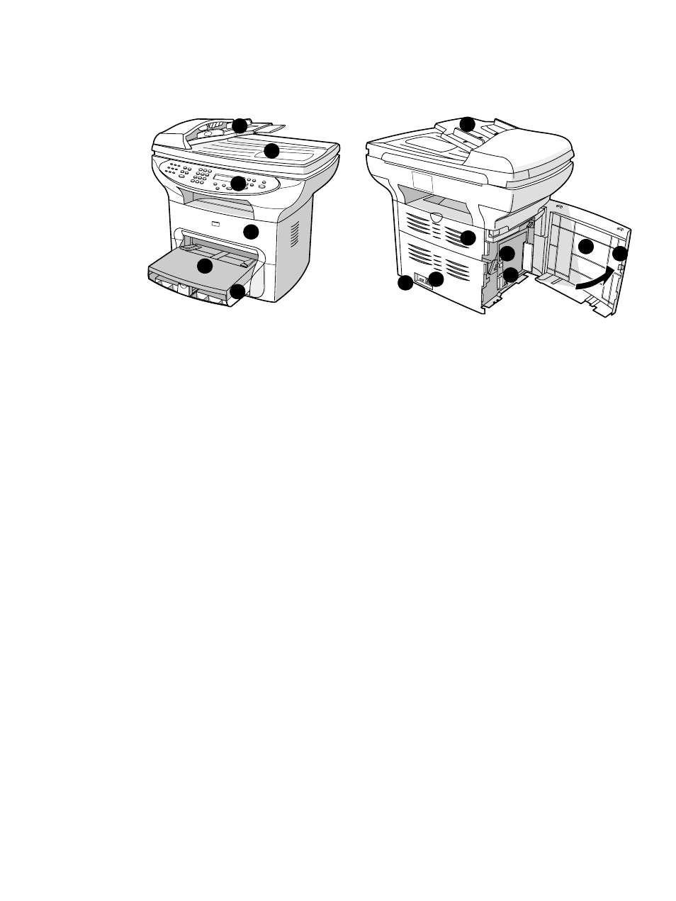 Identifying your product’s hardware components, Hp laserjet 3300 series hardware components | Hitachi 3300MFP User Manual | Page 22 / 259