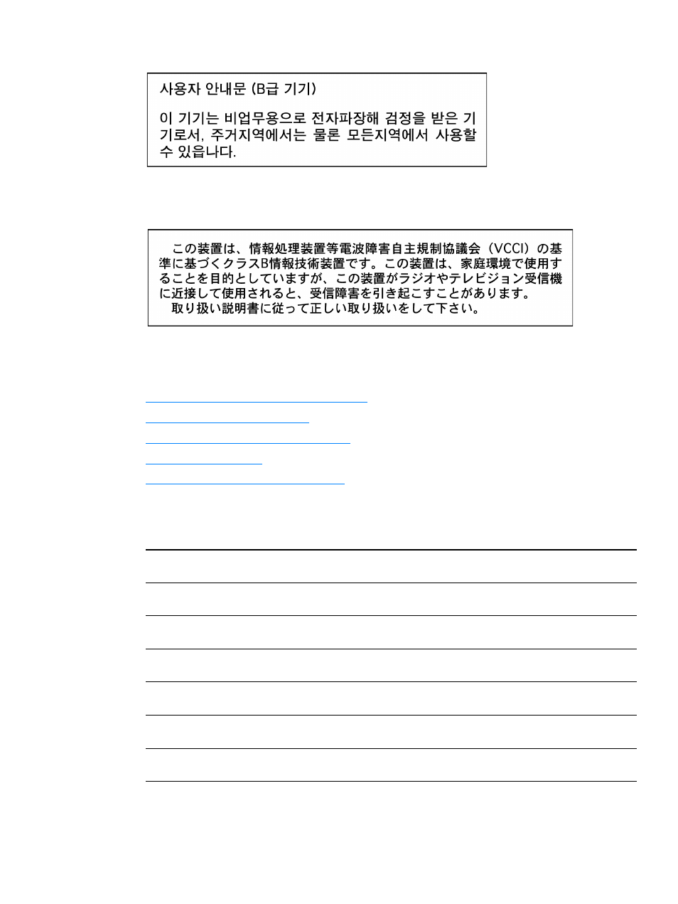 Korean emi statement, Japan vcci class b regulations, Hp laserjet 3330 fax | Hp laserjet 3330 product fax specifications | Hitachi 3300MFP User Manual | Page 232 / 259