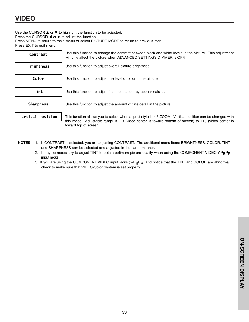 Video | Hitachi 53F300 User Manual | Page 33 / 64
