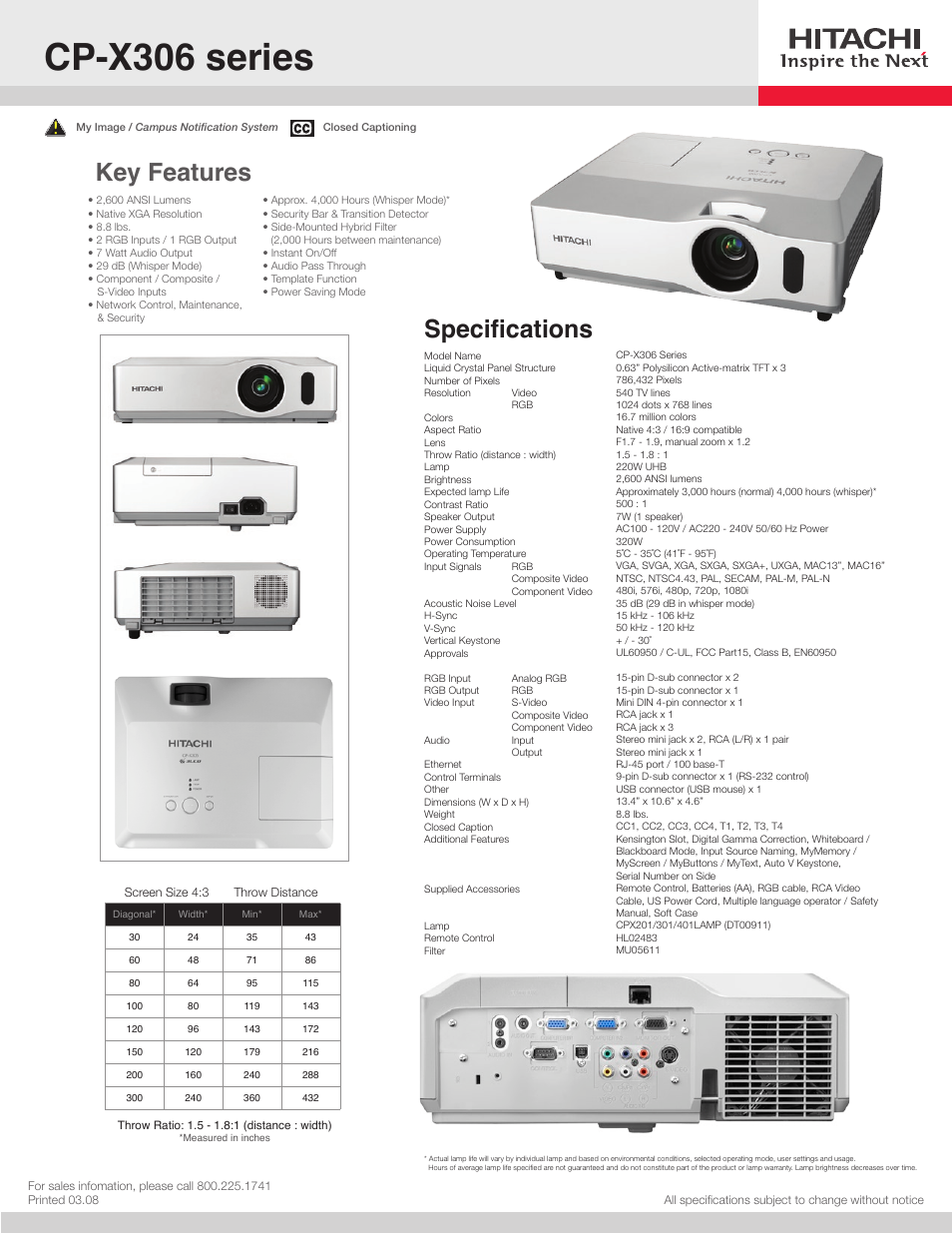 Hitachi CP-X201 User Manual | 1 page