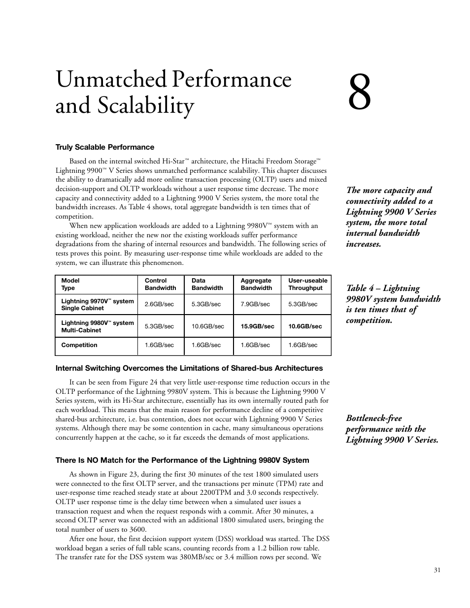 Unmatched performance and scalability | Hitachi STORAGE 9900 User Manual | Page 41 / 85