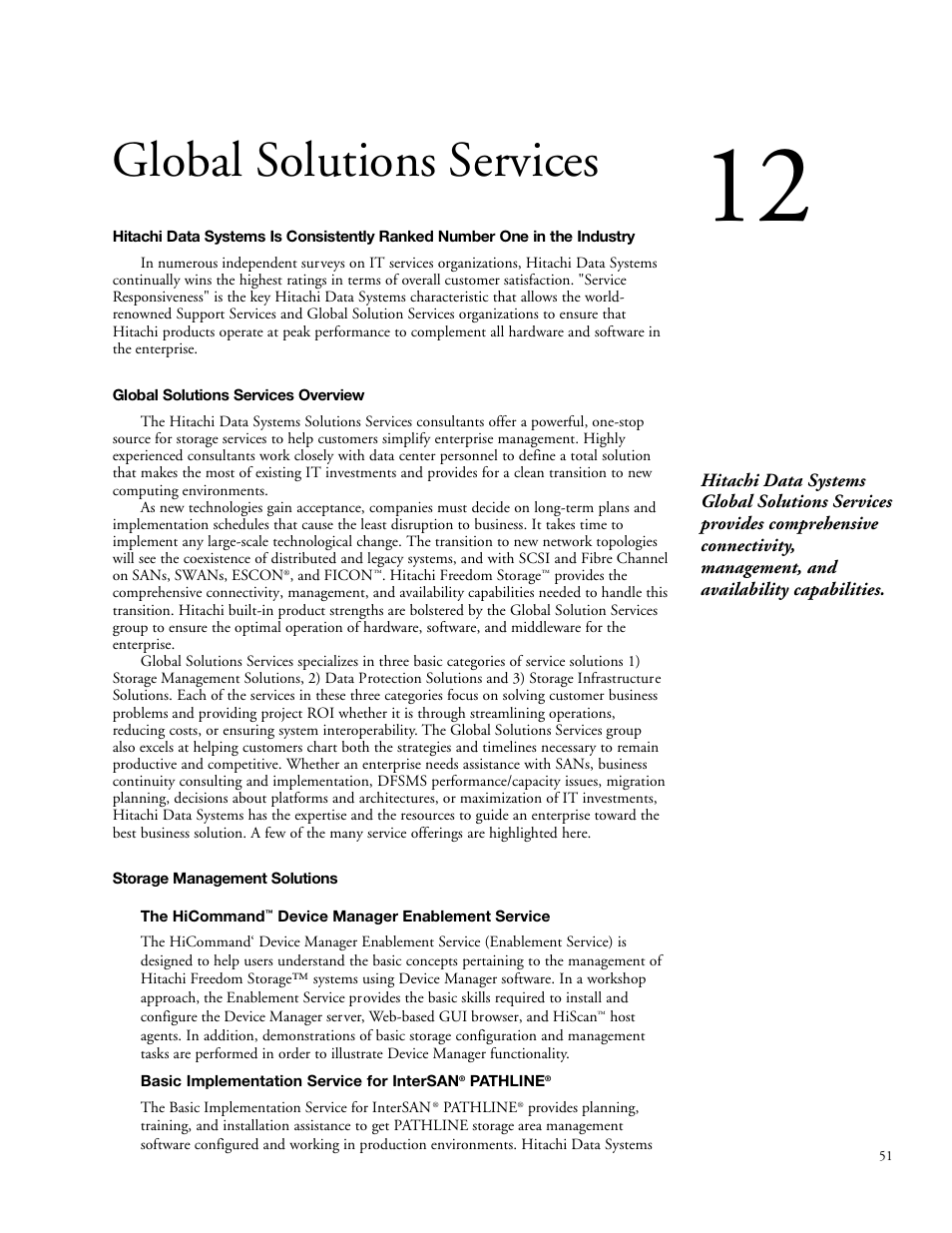 Global solutions services | Hitachi STORAGE 9900 User Manual | Page 61 / 85