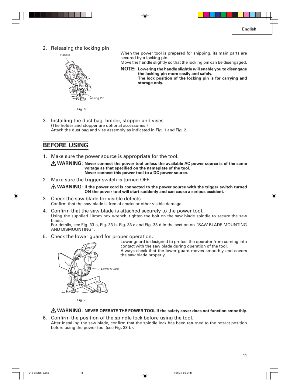 Before using | Hitachi C 10FCE User Manual | Page 11 / 76
