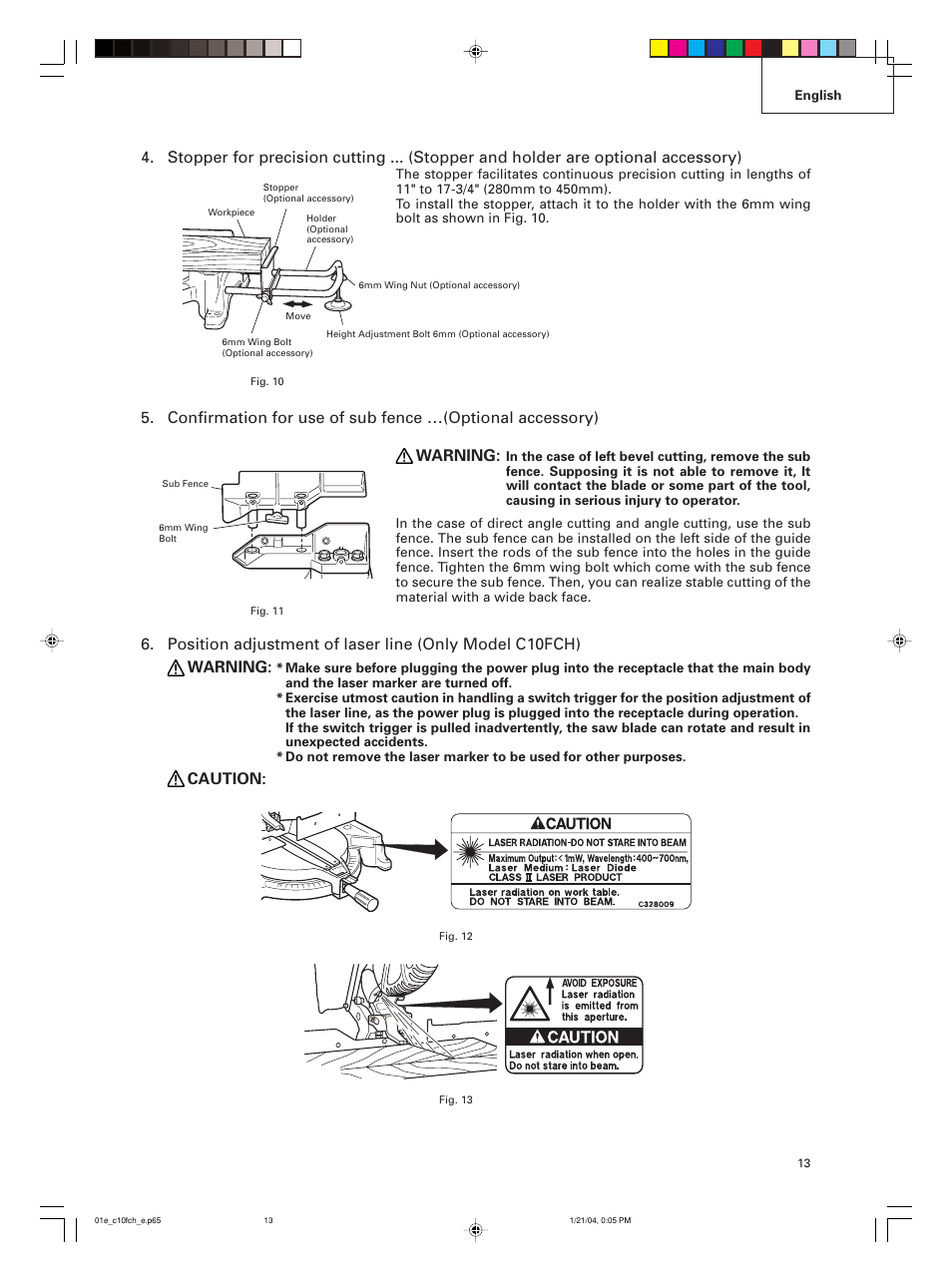 Caution | Hitachi C 10FCE User Manual | Page 13 / 76