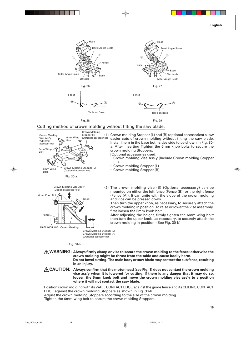 Warning, Caution | Hitachi C 10FCE User Manual | Page 19 / 76
