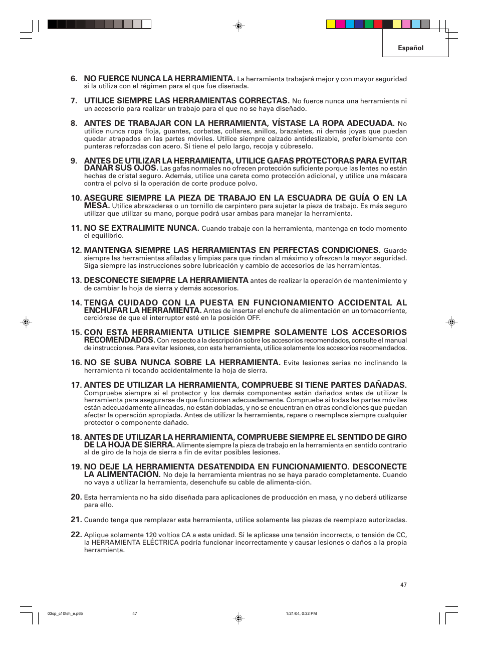 Hitachi C 10FCE User Manual | Page 47 / 76