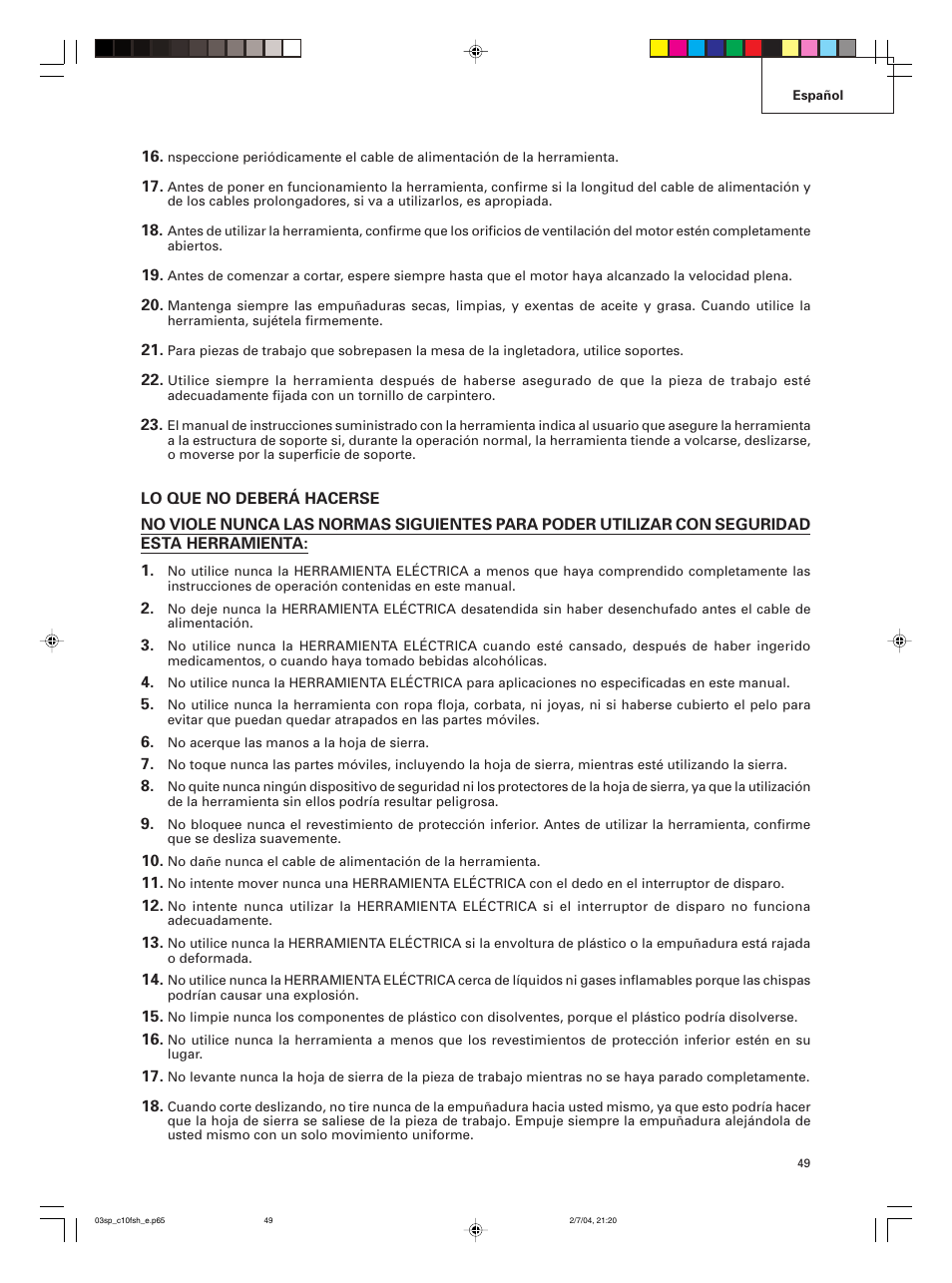 Hitachi C 10FCE User Manual | Page 49 / 76