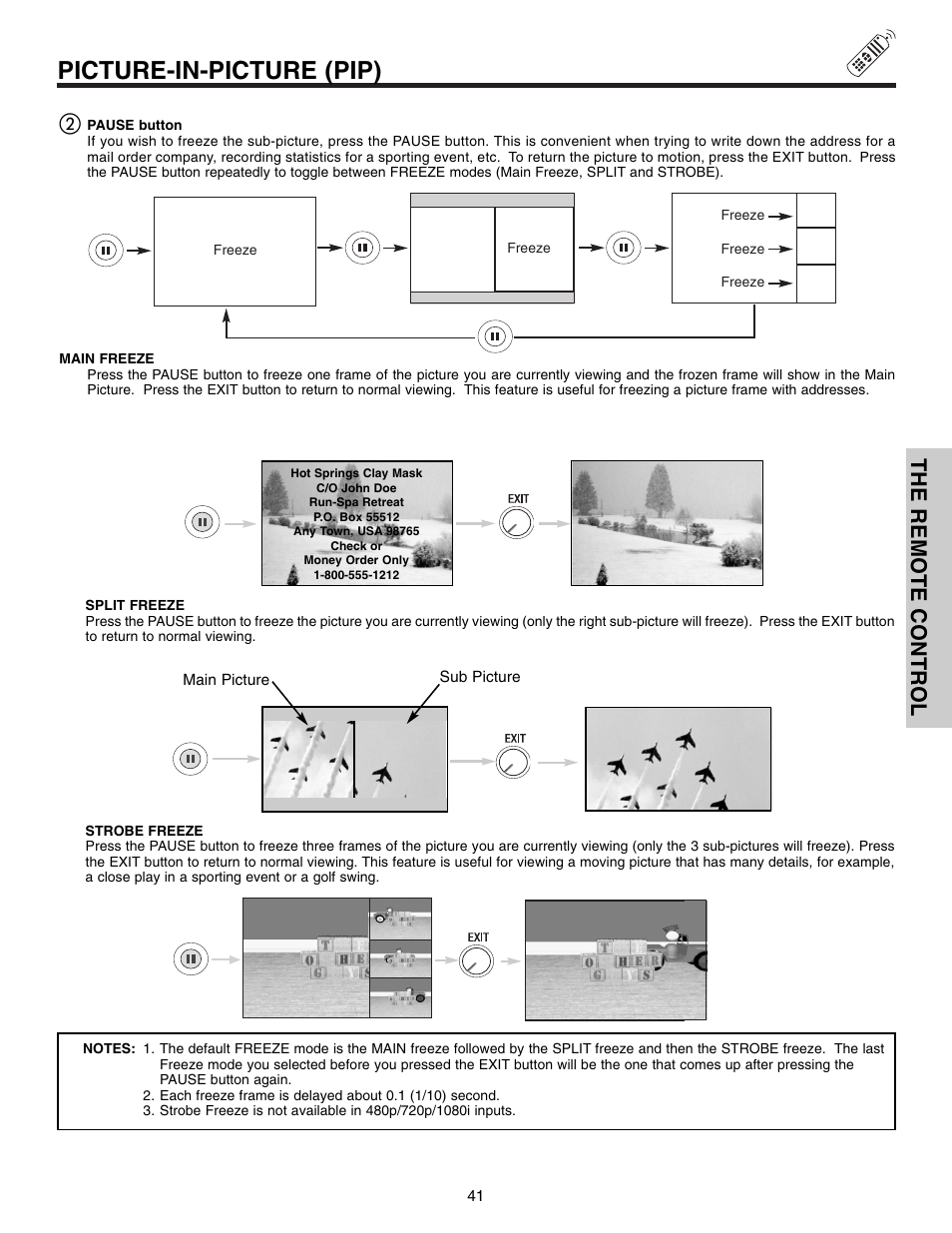 Picture-in-picture (pip), The remote control | Hitachi 50VX915 User Manual | Page 41 / 96