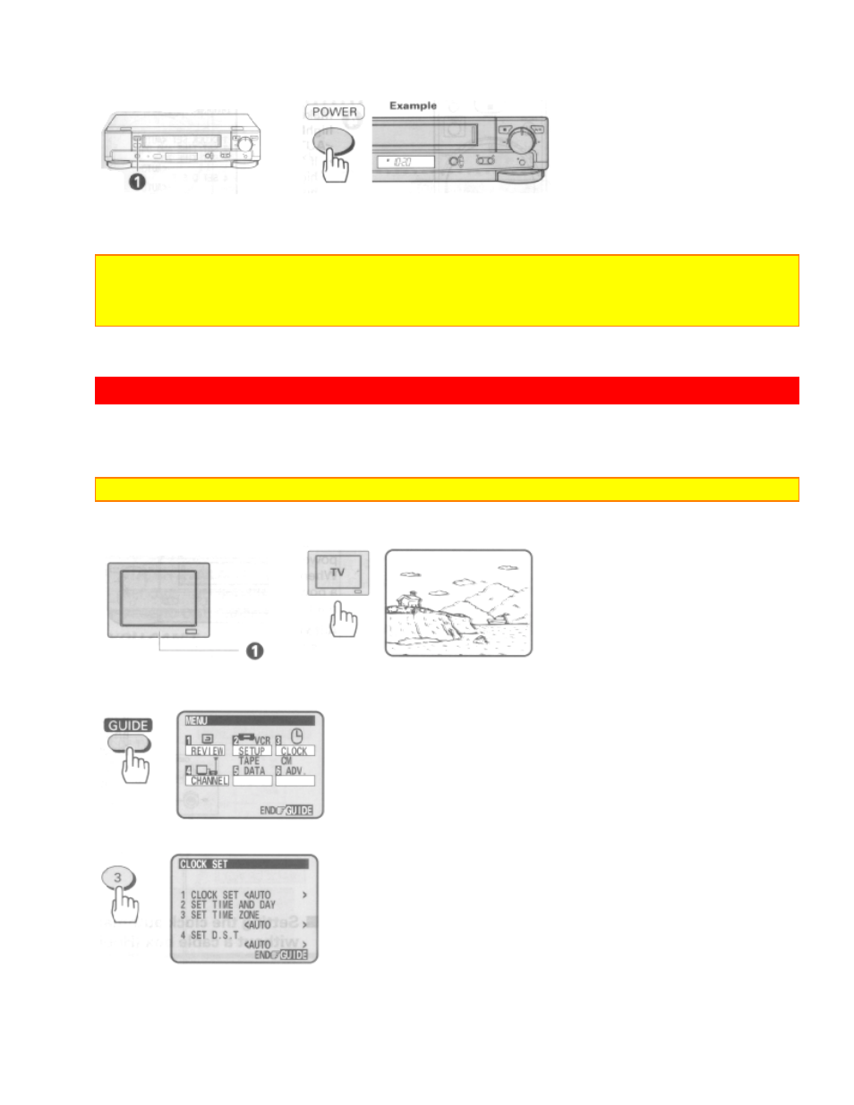 Setting the clock -automatic mode with cable box | Hitachi VT-UX617A User Manual | Page 23 / 81