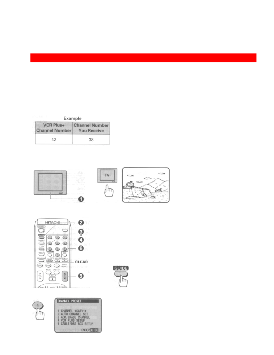 Easy delayed recording with the vcr plus+ system, Vcr plus+ setup - channel setup | Hitachi VT-UX617A User Manual | Page 60 / 81