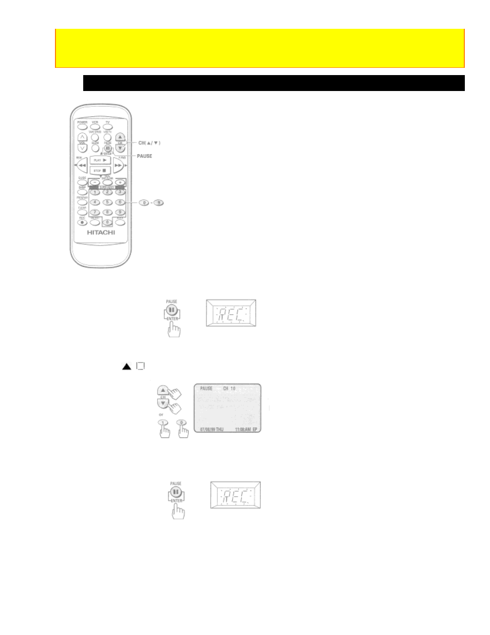 To change the channel being recorded | Hitachi VT-FX6404A User Manual | Page 48 / 74